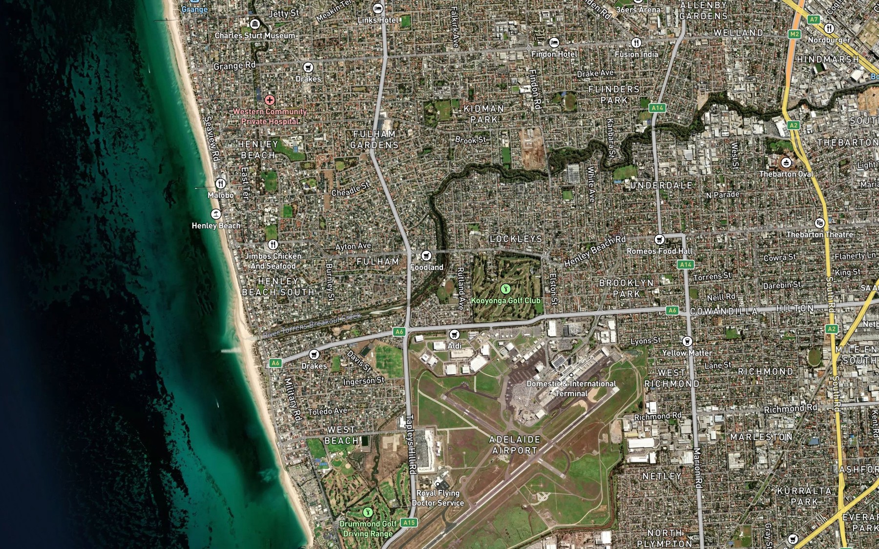 Satellite map of the Breakout Creek Wetlands