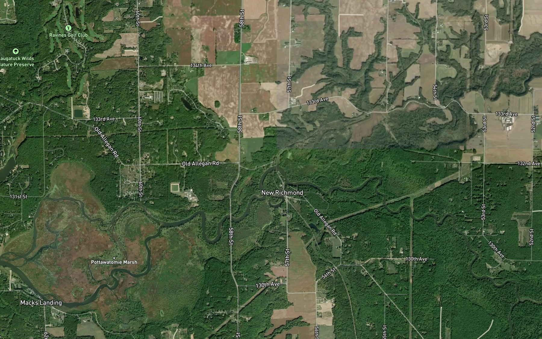 Satellite map of the Kalamazoo River