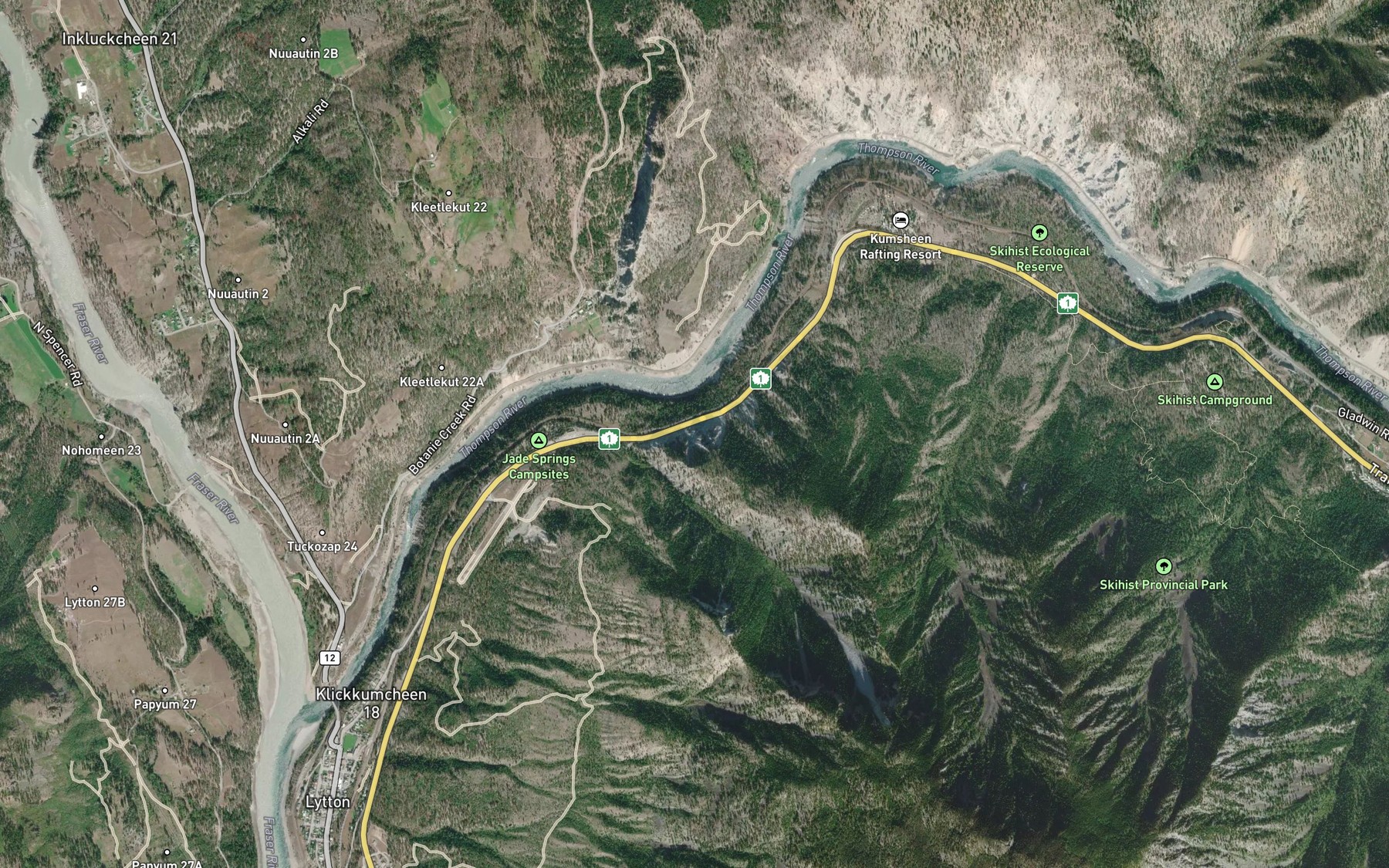 Satellite map of the Botanie Creek