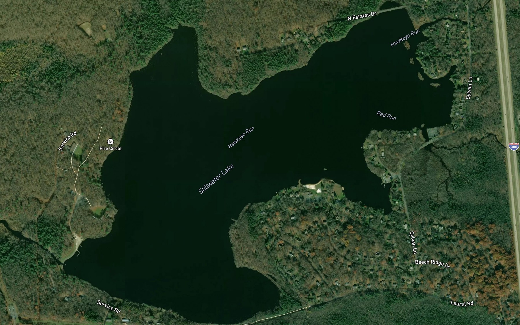 Satellite map of the Stillwater Lake