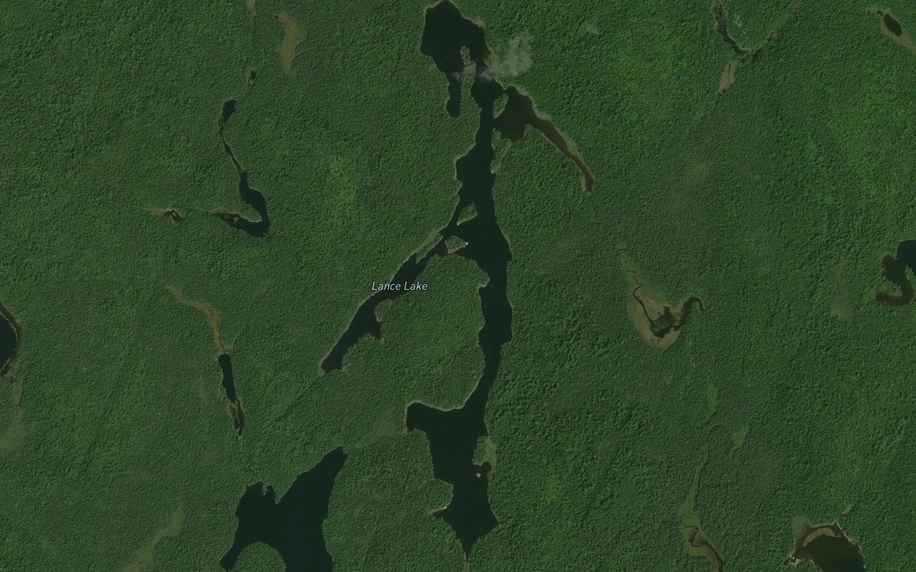 Satellite map of the Lance Lake