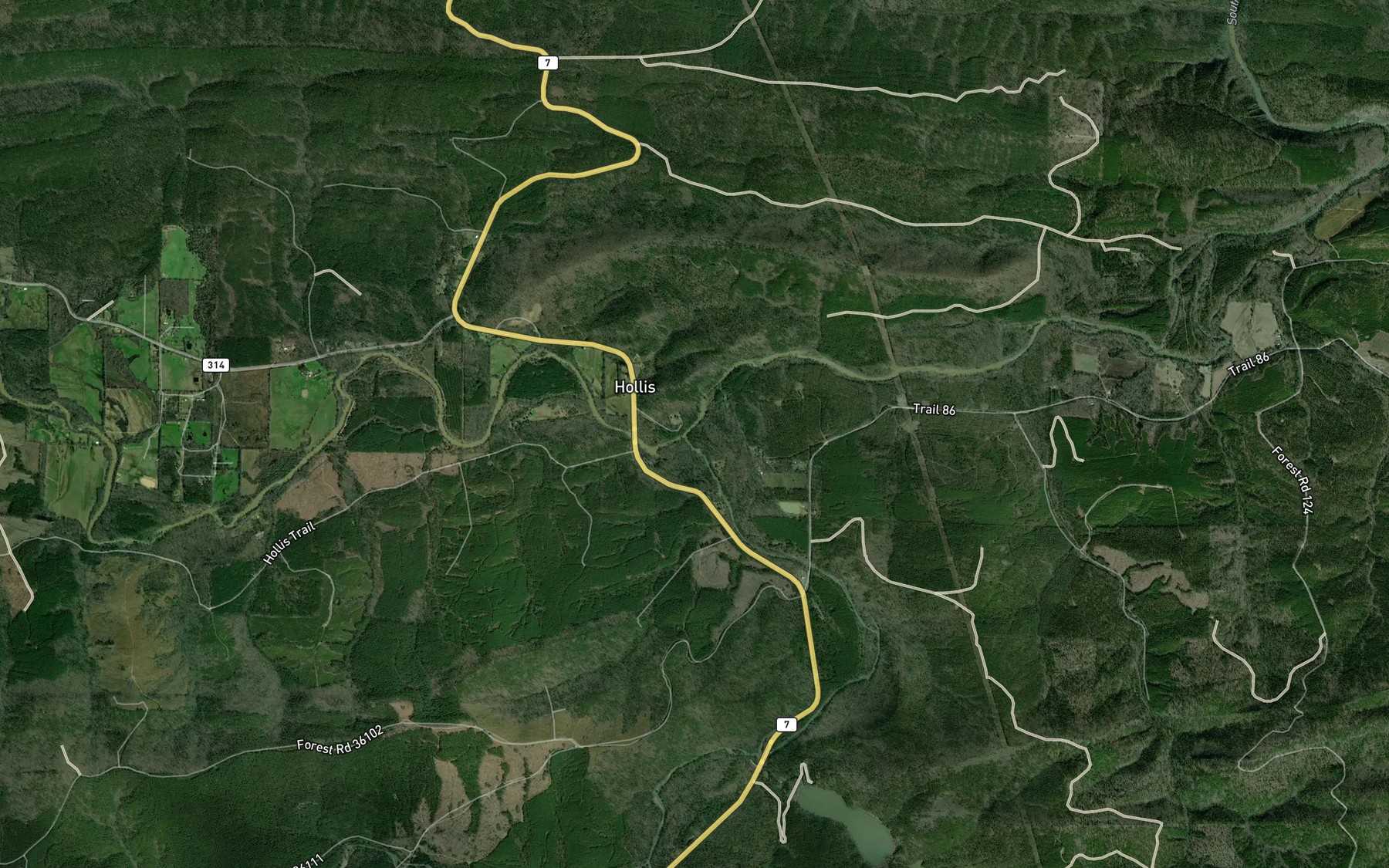 Satellite map of the Bear Creek
