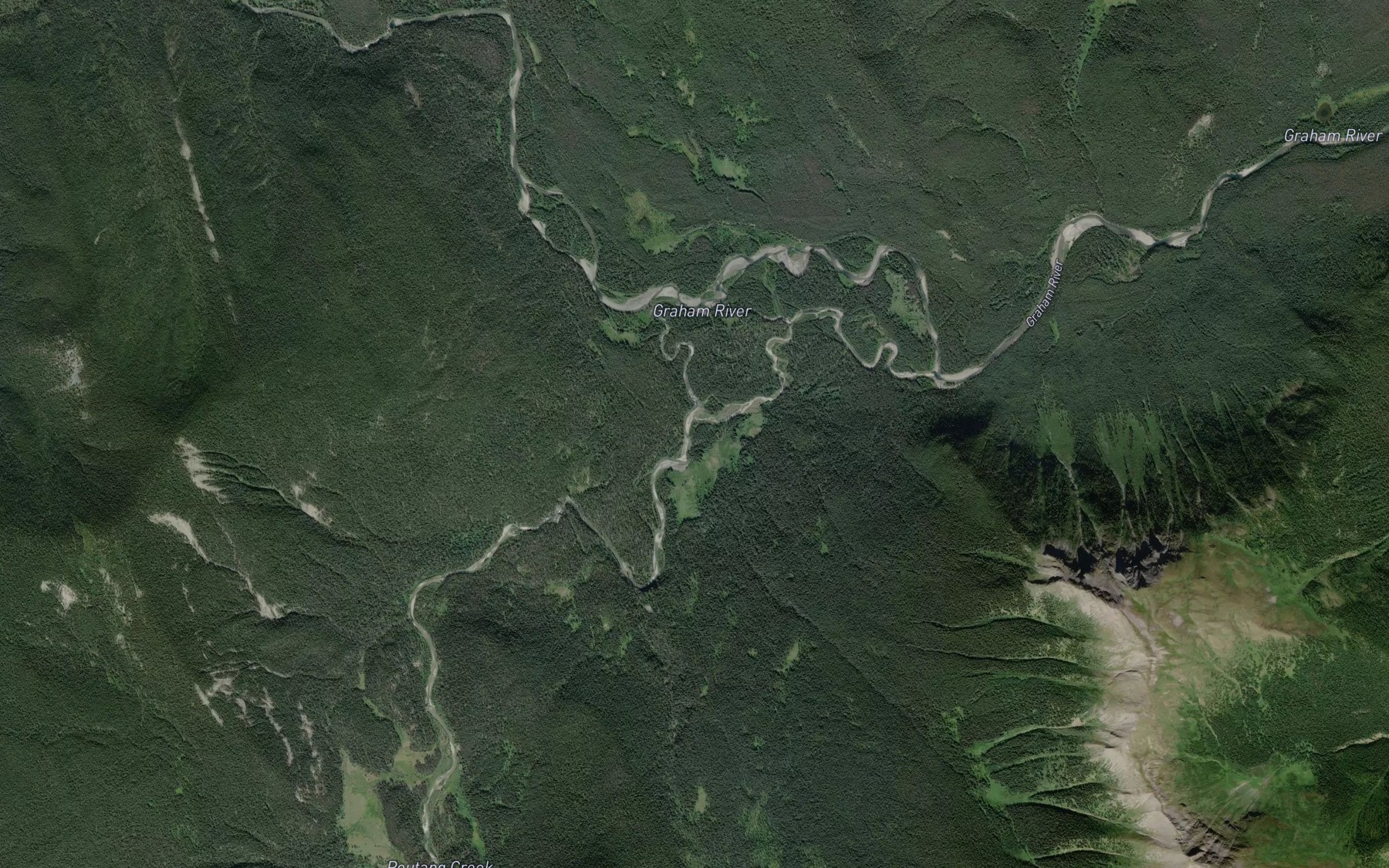 Satellite map of the Poutang Creek