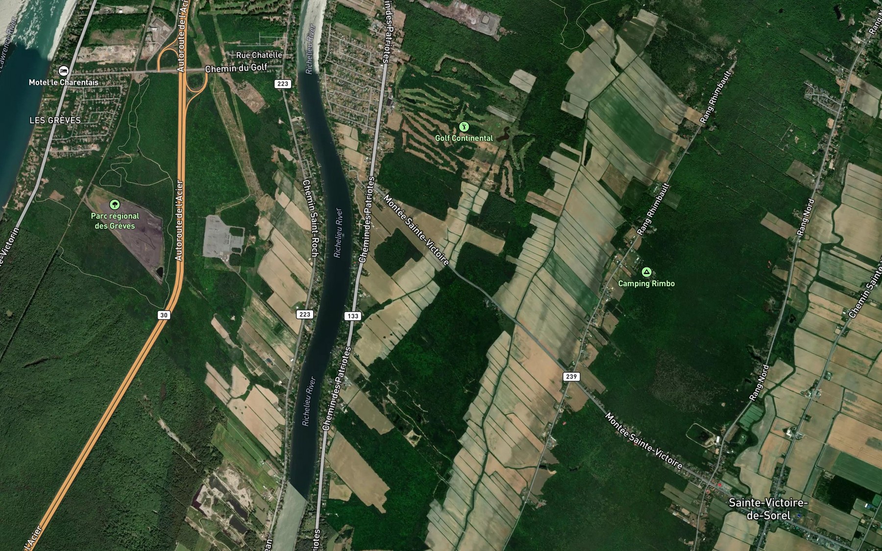Satellite map of the Decharge des Vingt de la Riviere Chambly