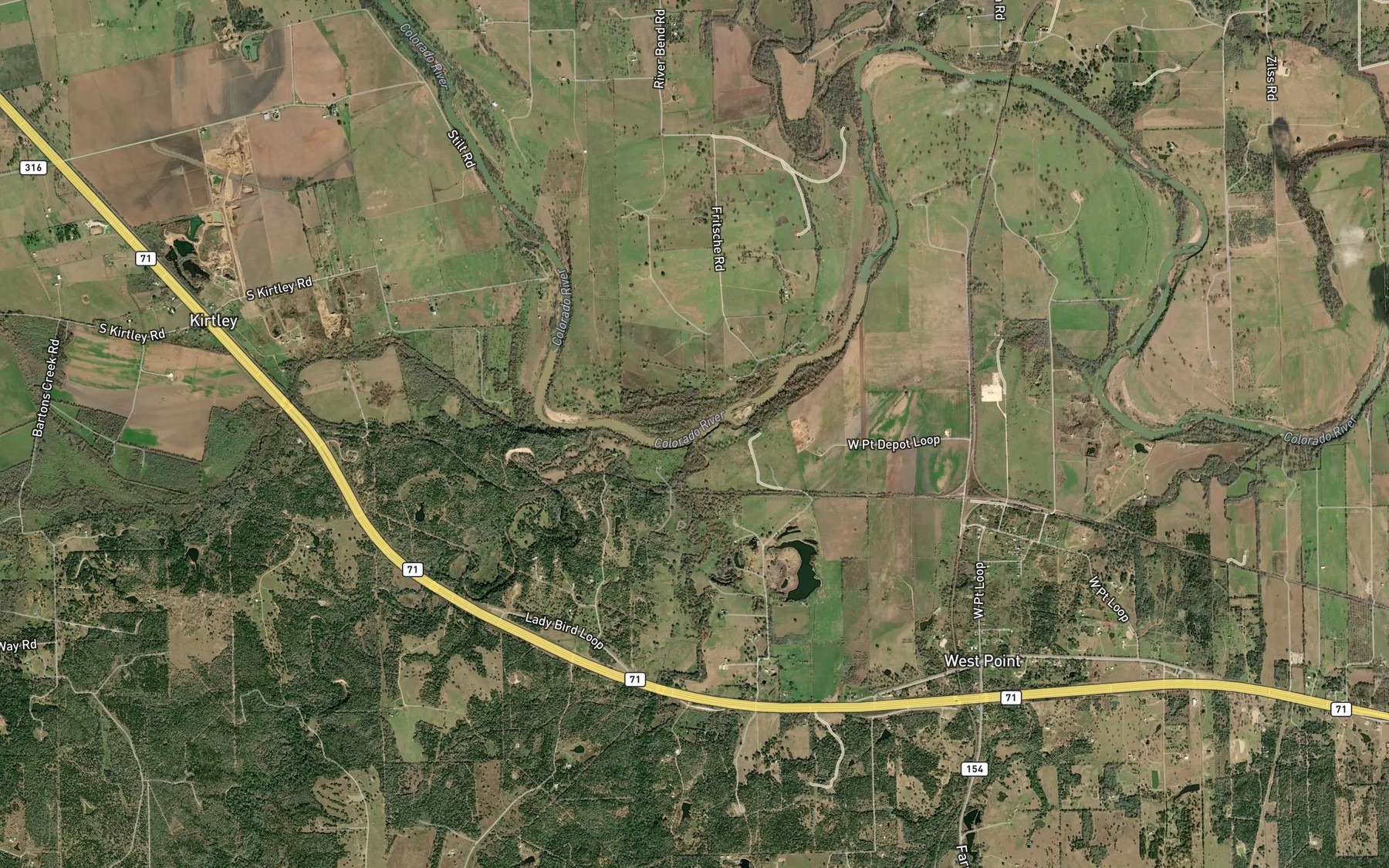 Satellite map of the Robinson Creek