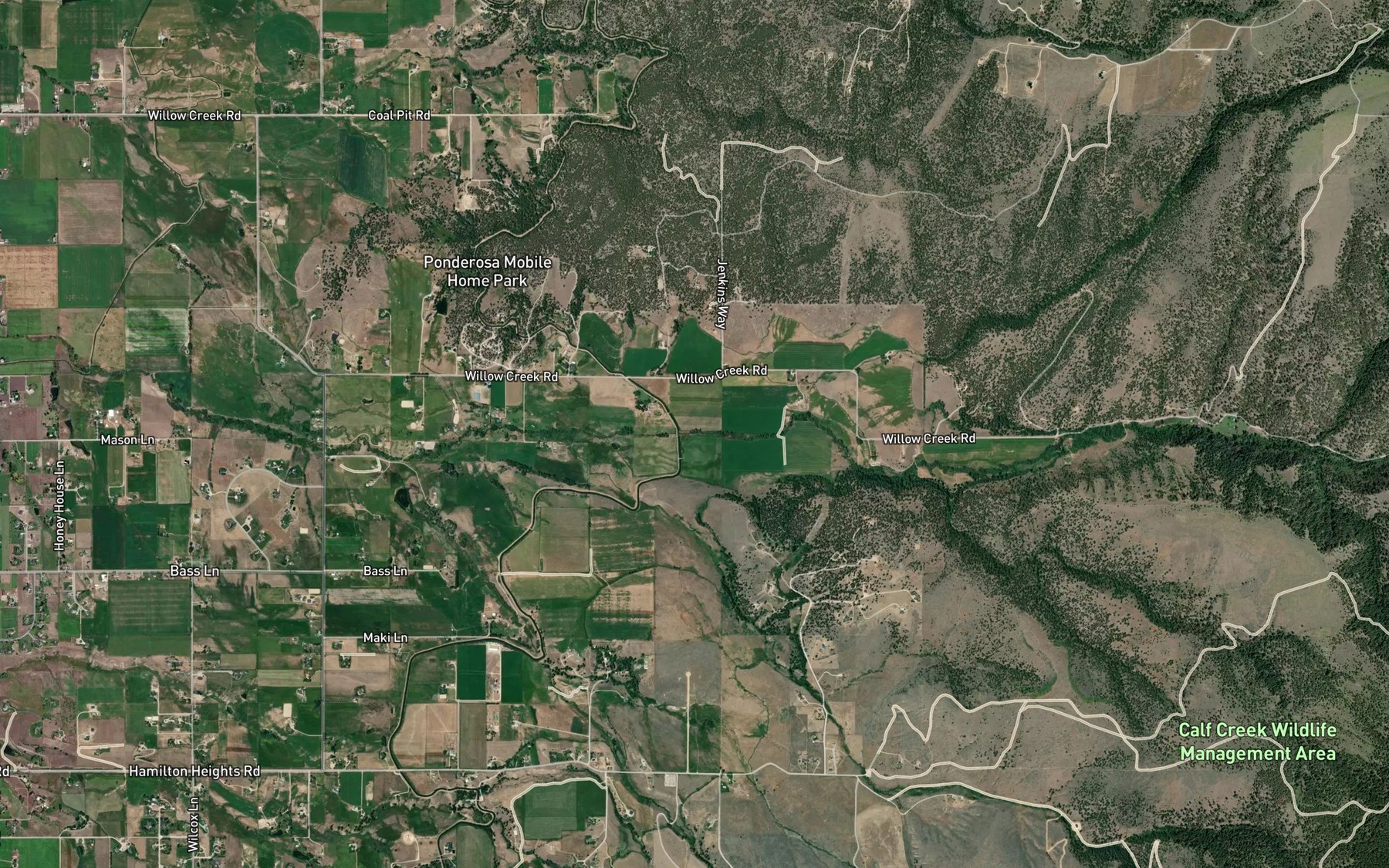 Satellite map of the Little Willow Creek