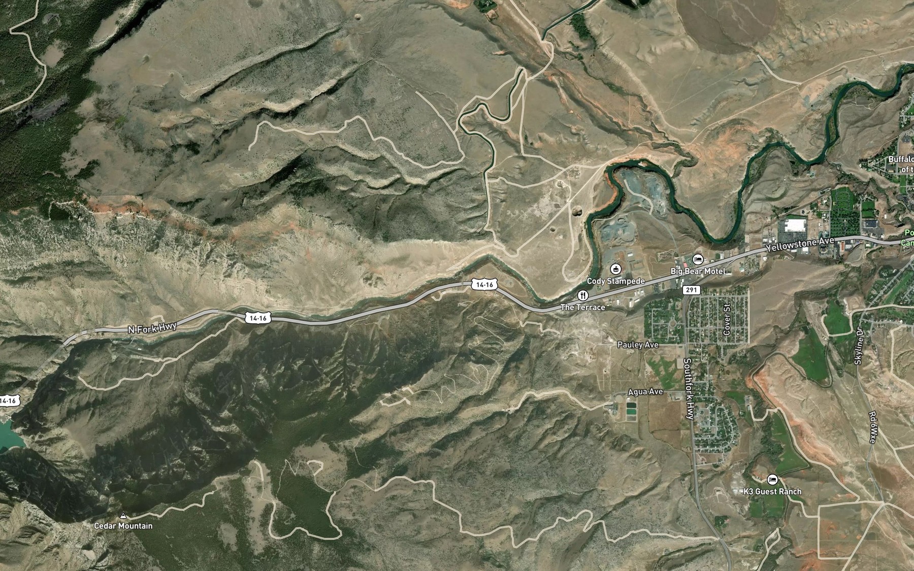 Satellite map of the Shoshone Hot Springs