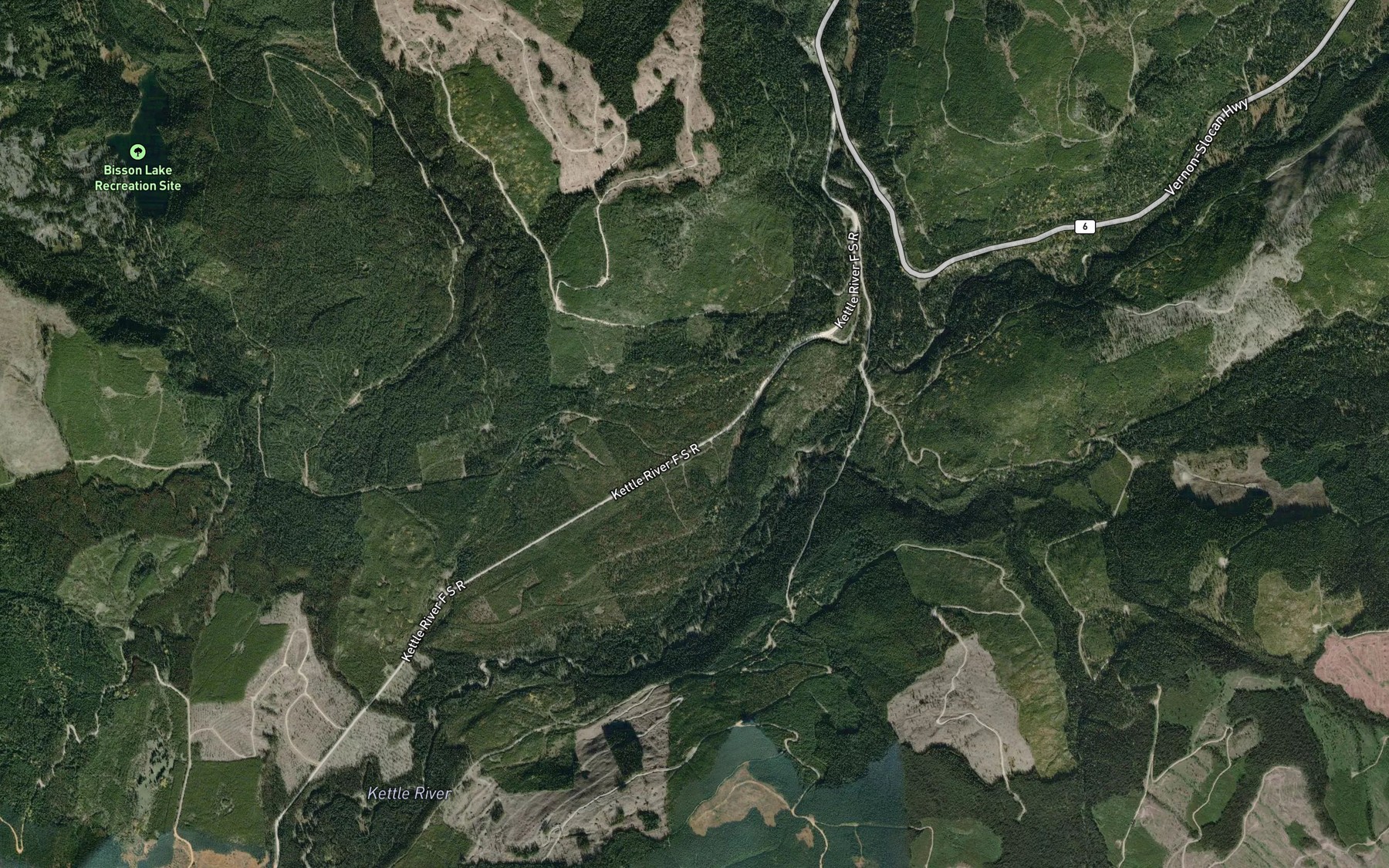 Satellite map of the Strutell Creek