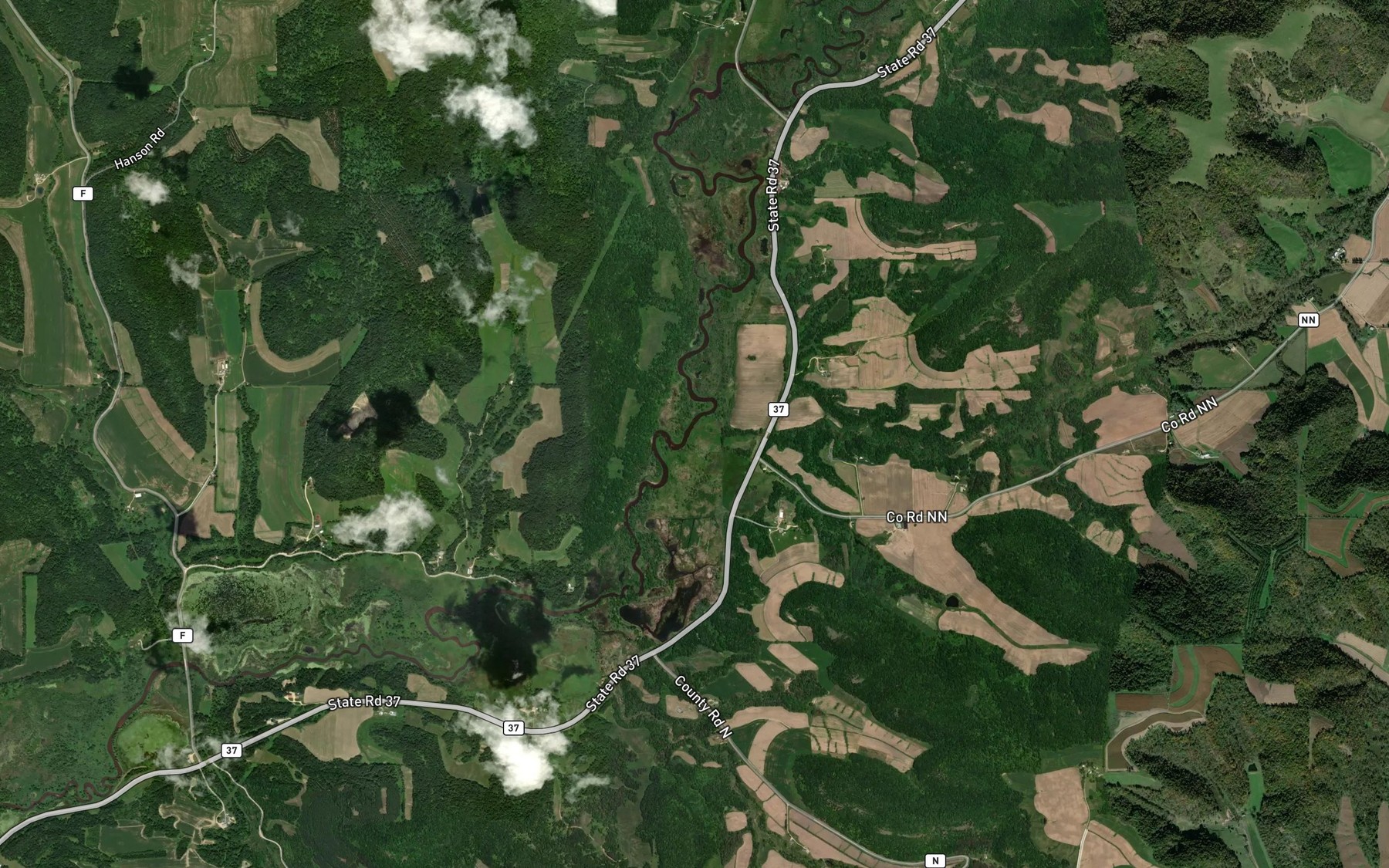 Satellite map of the Hutchinson Creek