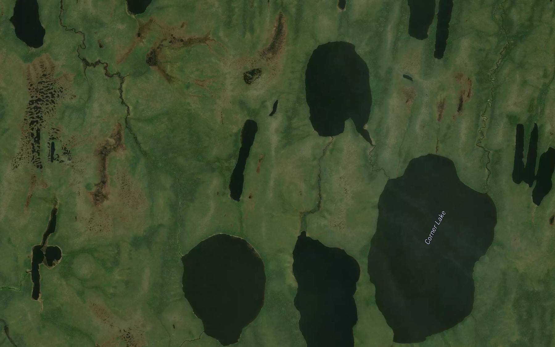 Satellite map of the Corner Lakes
