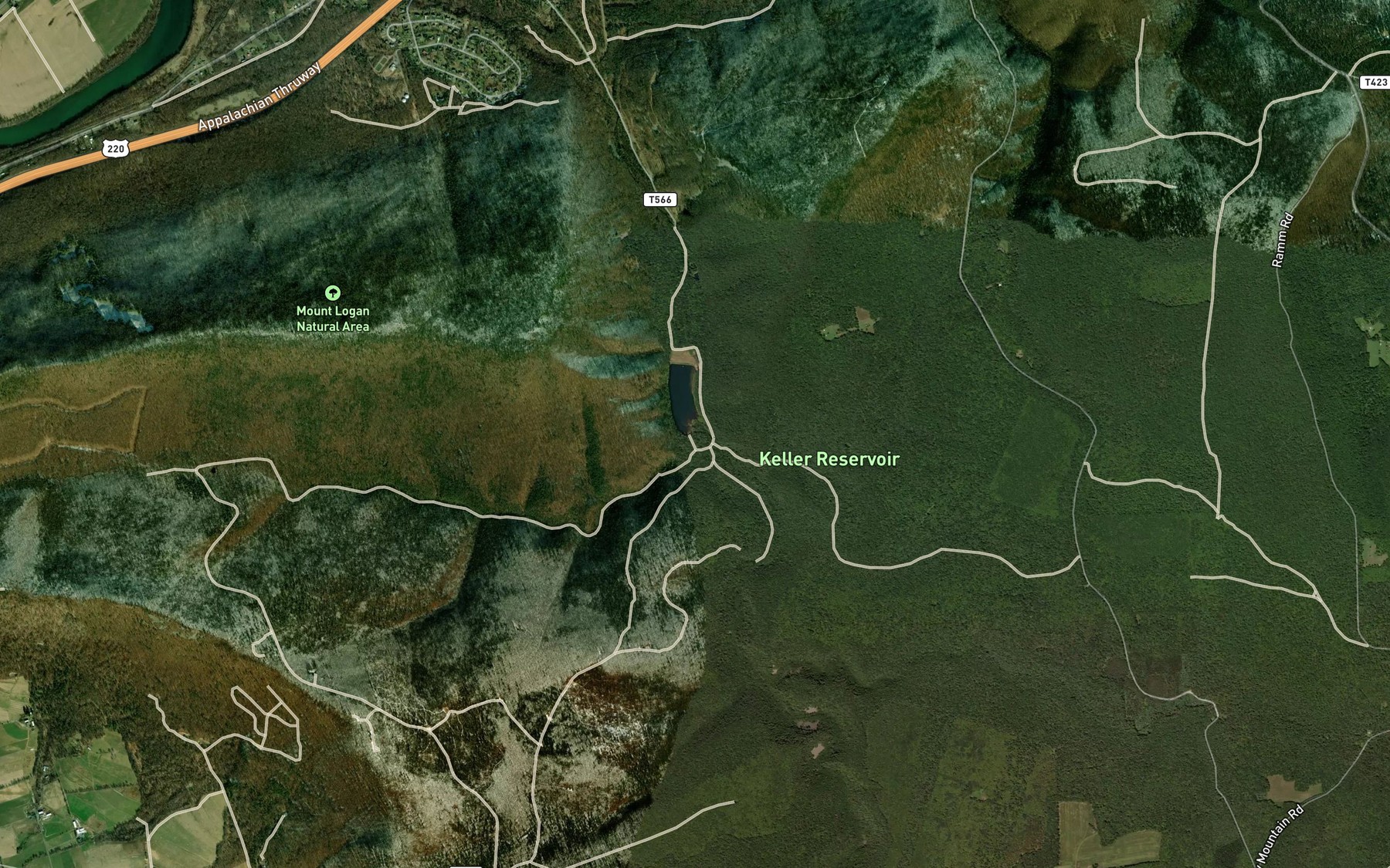 Satellite map of the East Kammerdiner Run