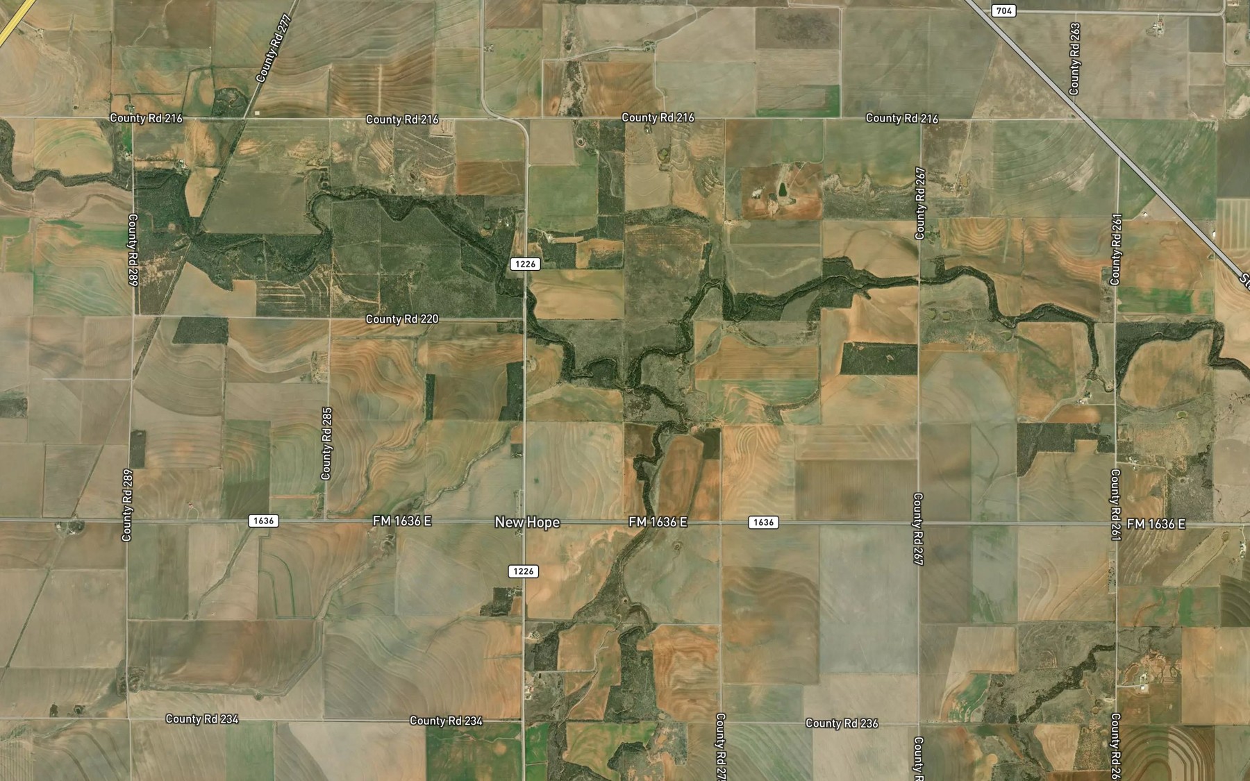 Satellite map of the Redmud Creek