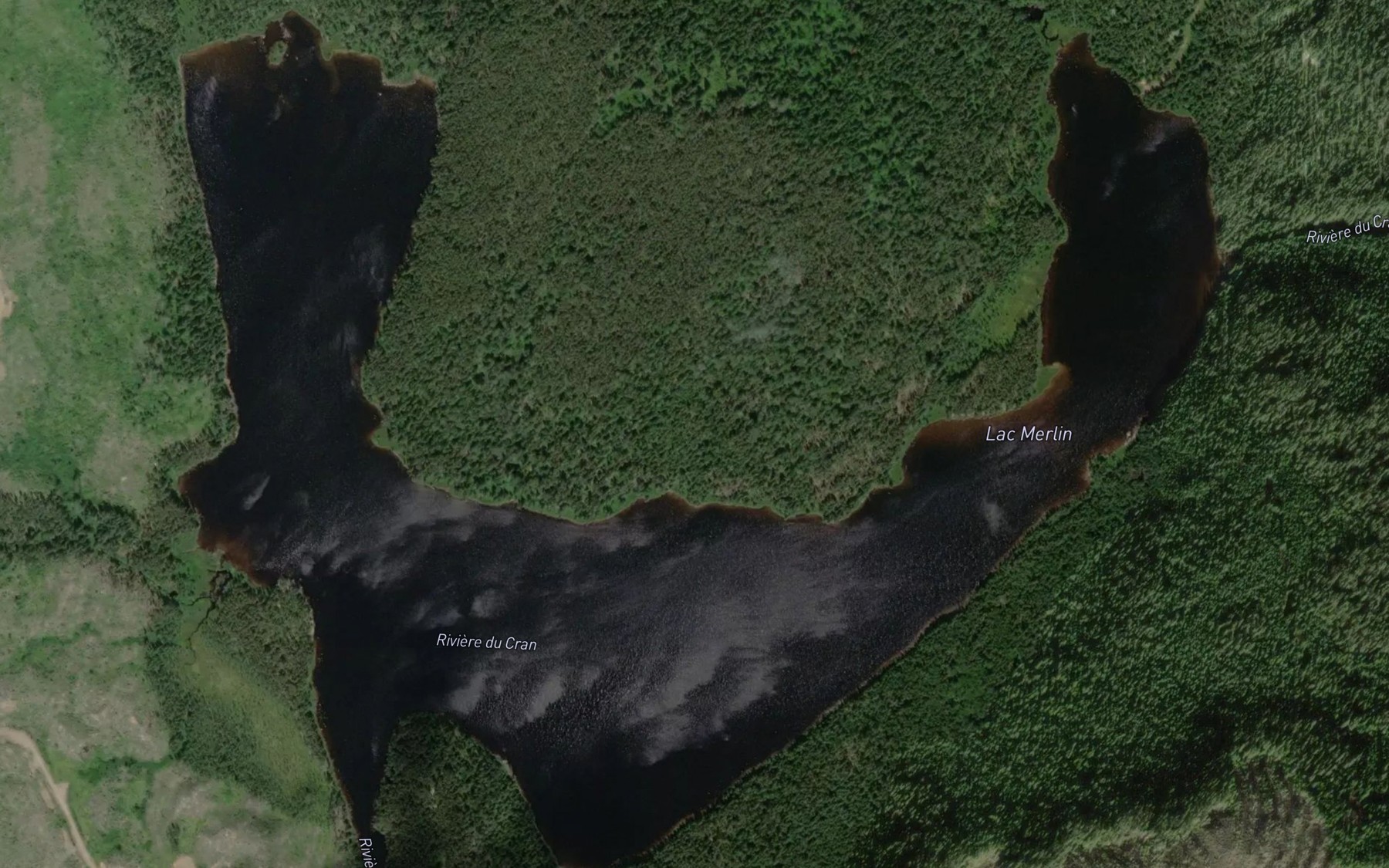 Satellite map of the Lac Merlin
