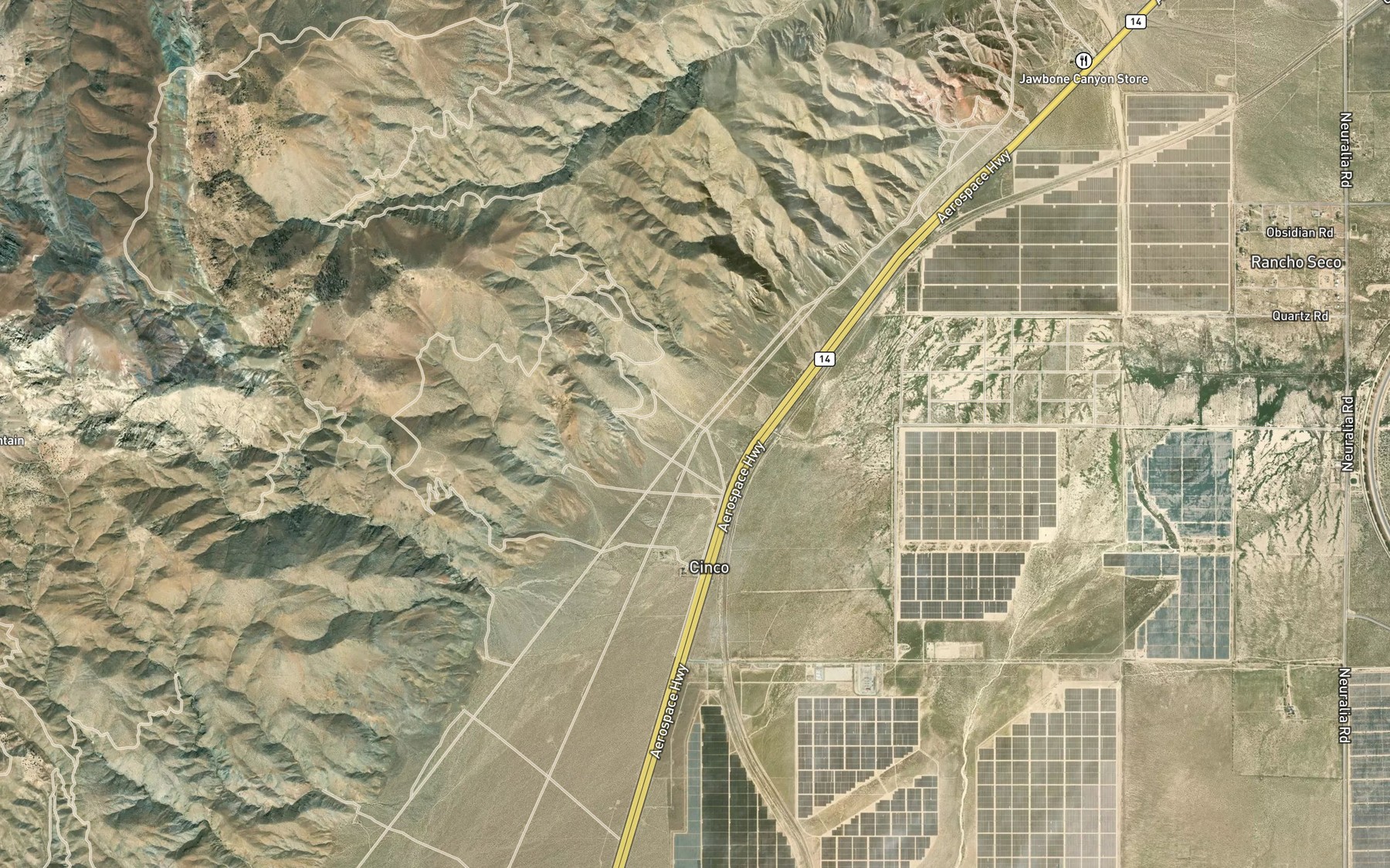 Satellite map of the Second Los Angeles Aqueduct