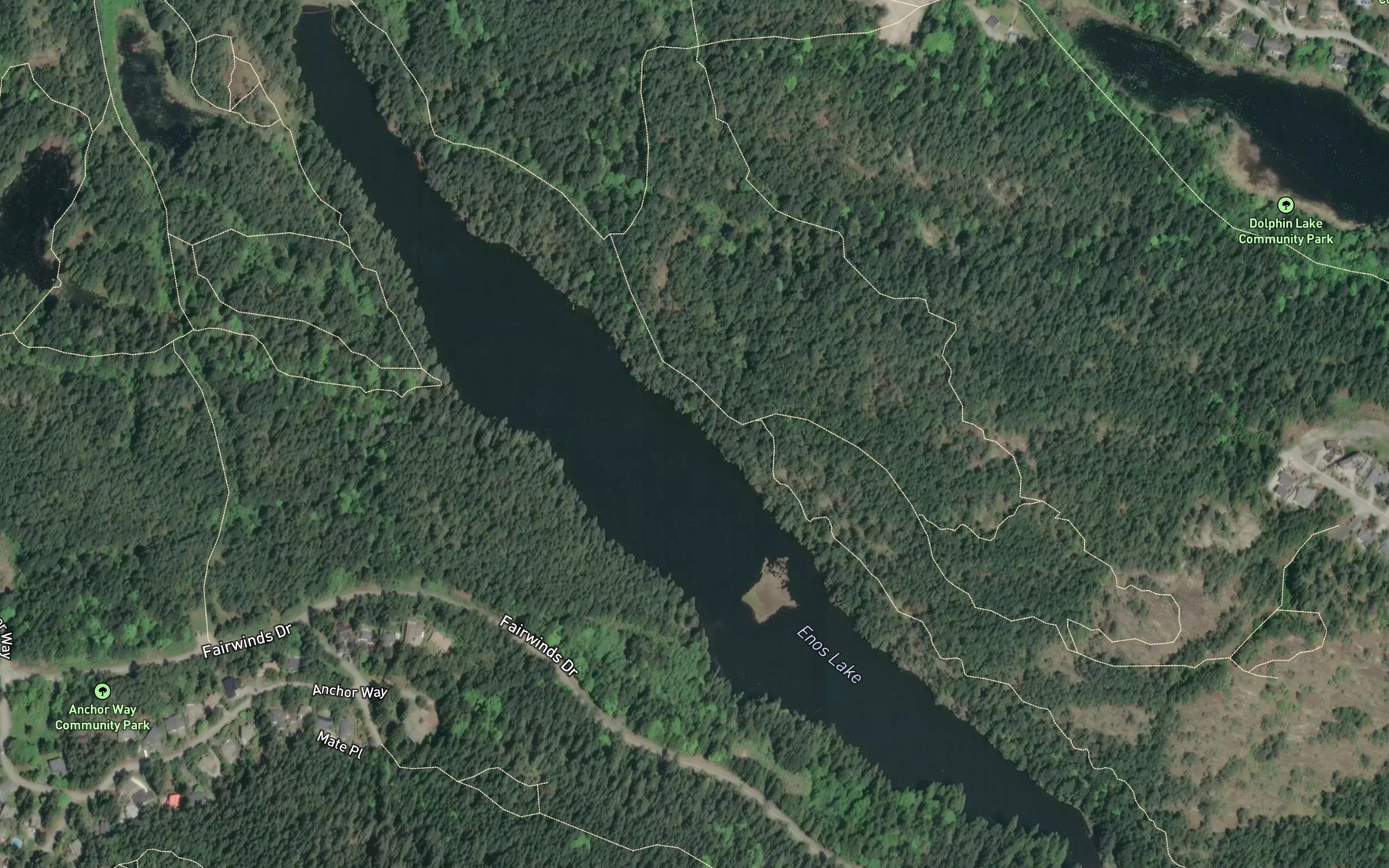 Satellite map of the Enos Lake