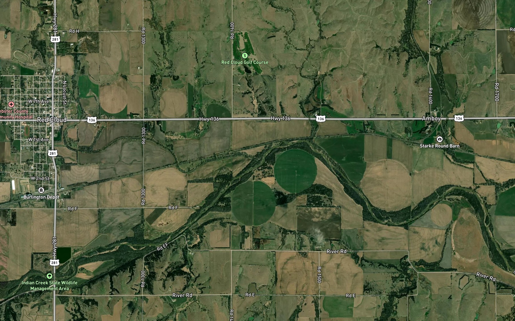Satellite map of the Crooked Creek