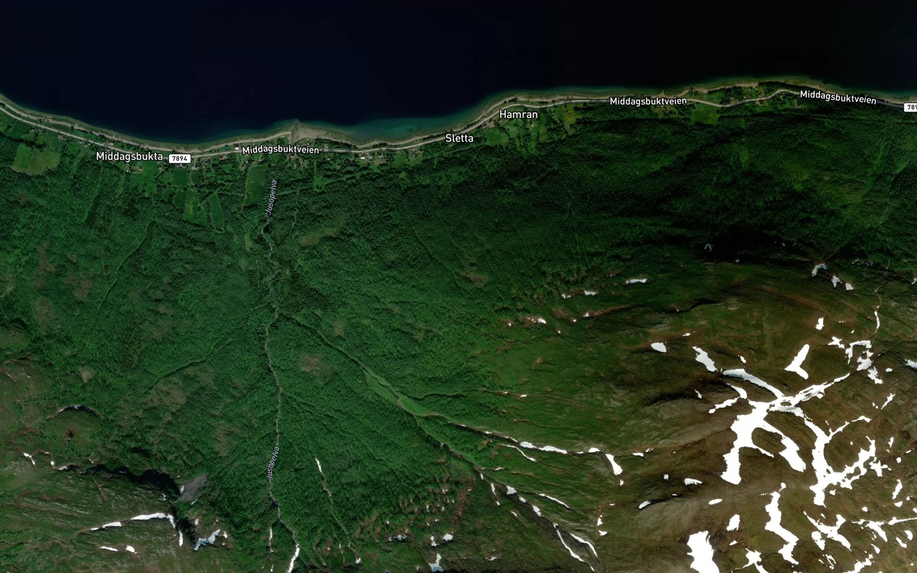 Satellite map of the Leirelva