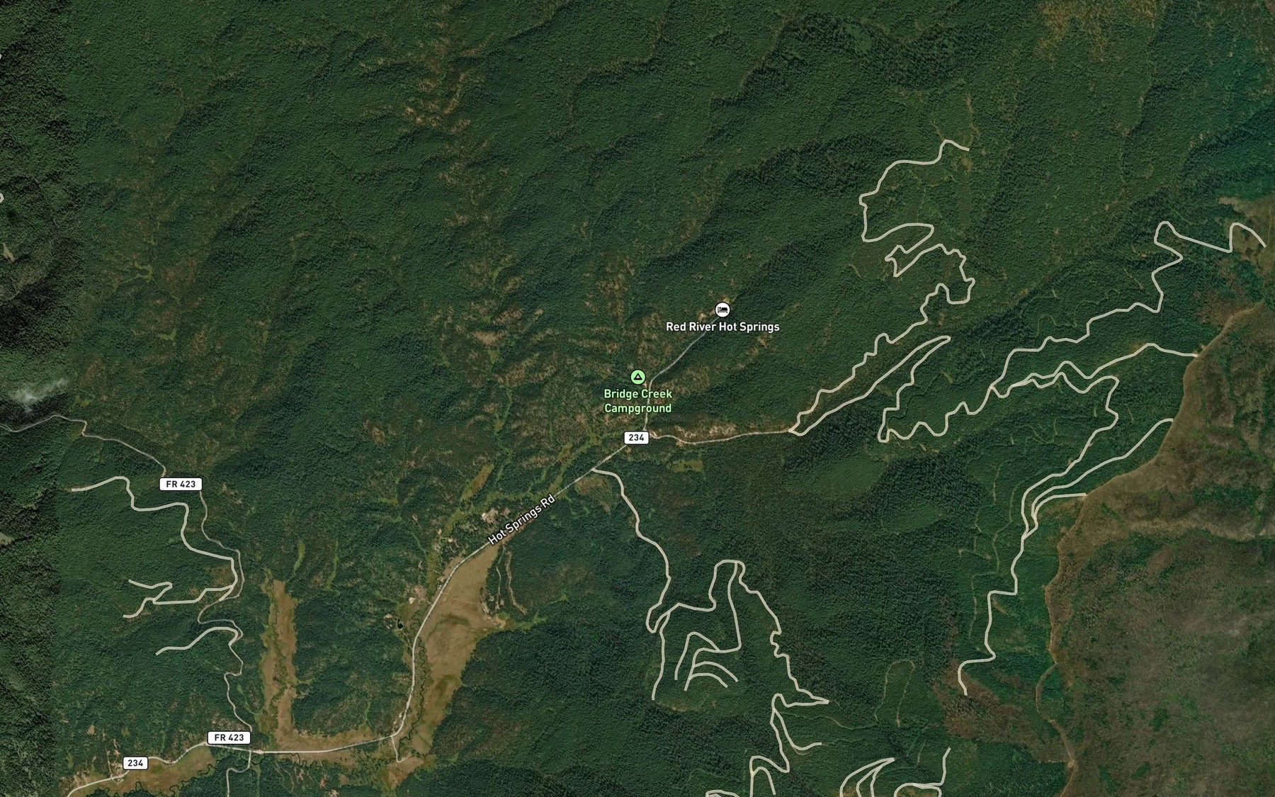 Satellite map of the Bridge Creek