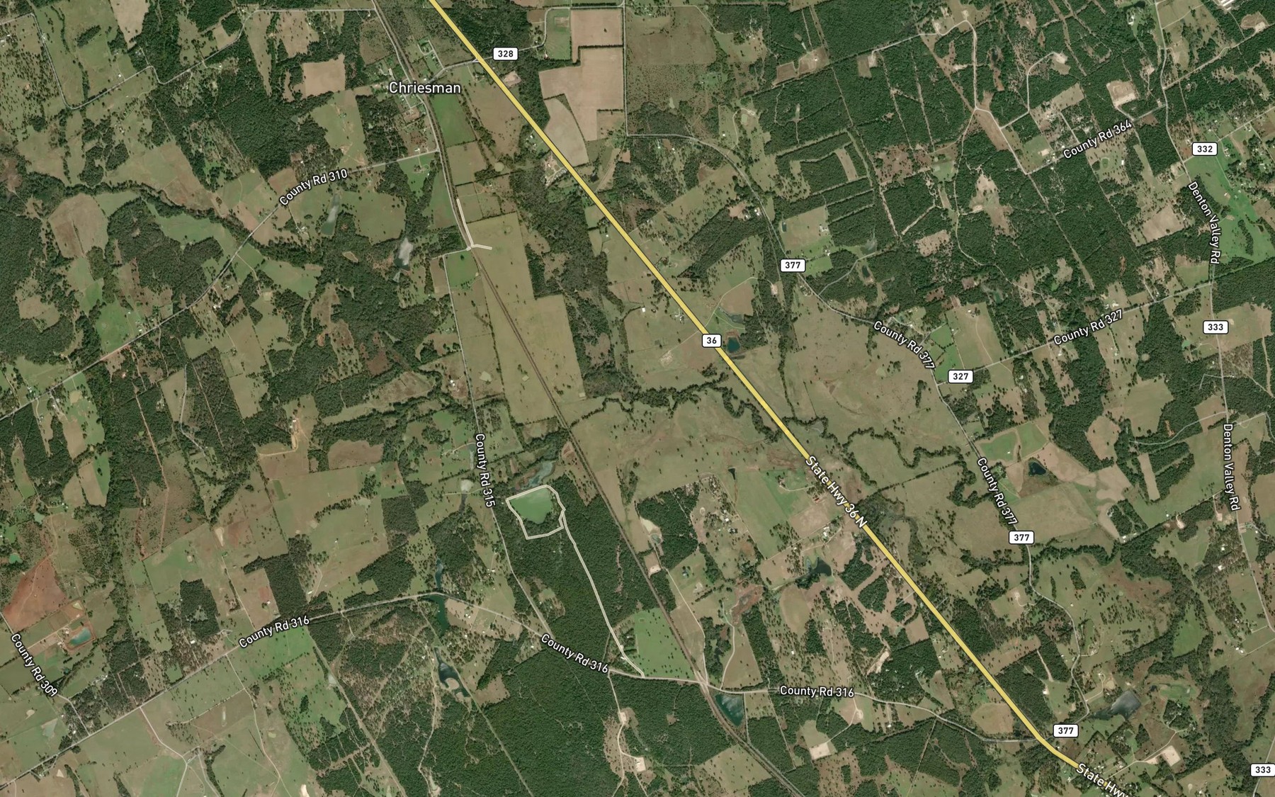Satellite map of the Thompson Branch