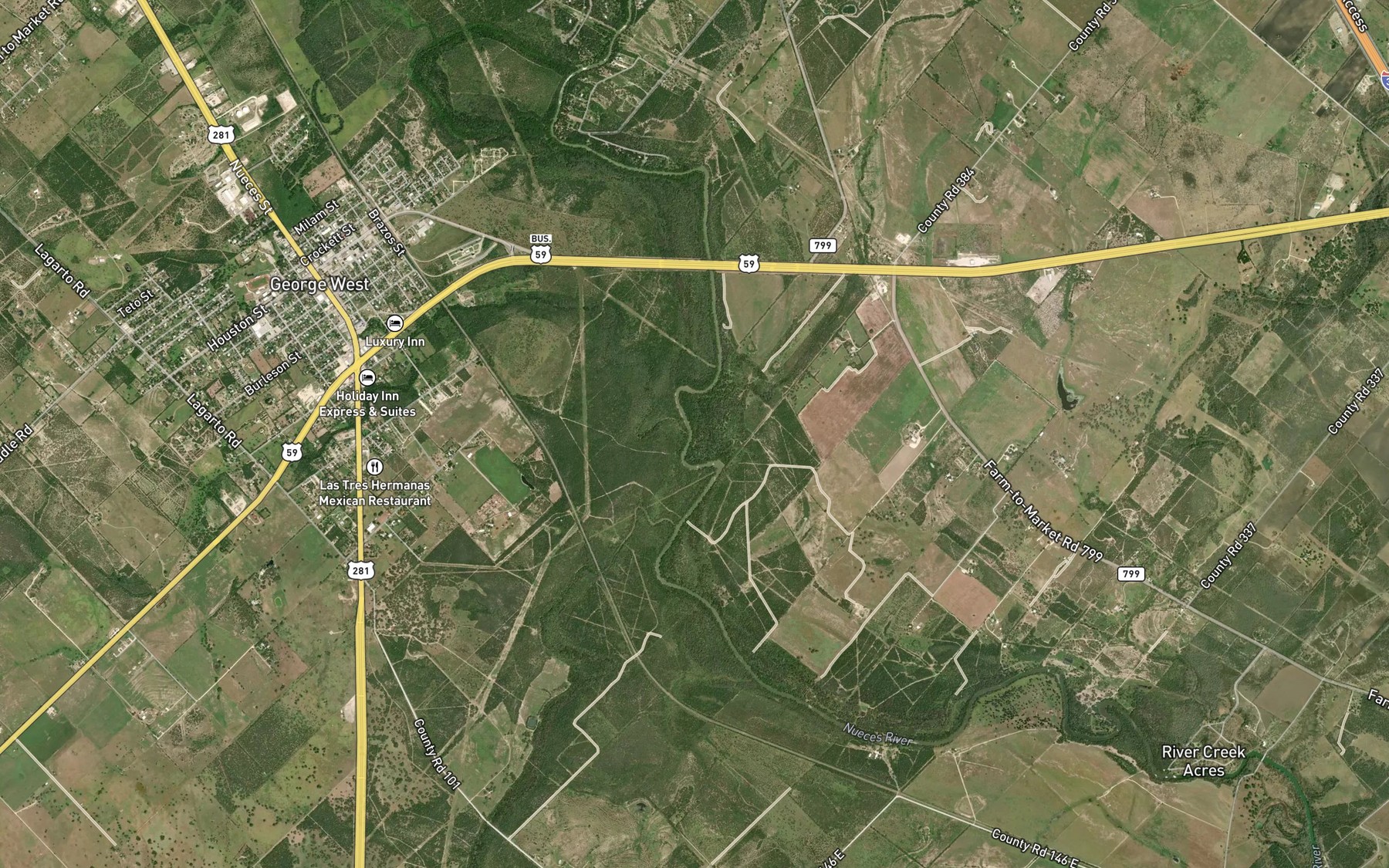 Satellite map of the Timon Creek