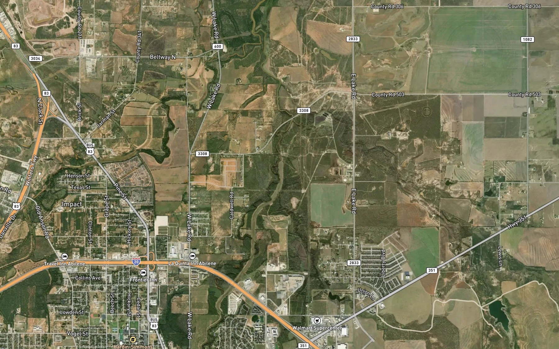 Satellite map of the Rainy Creek