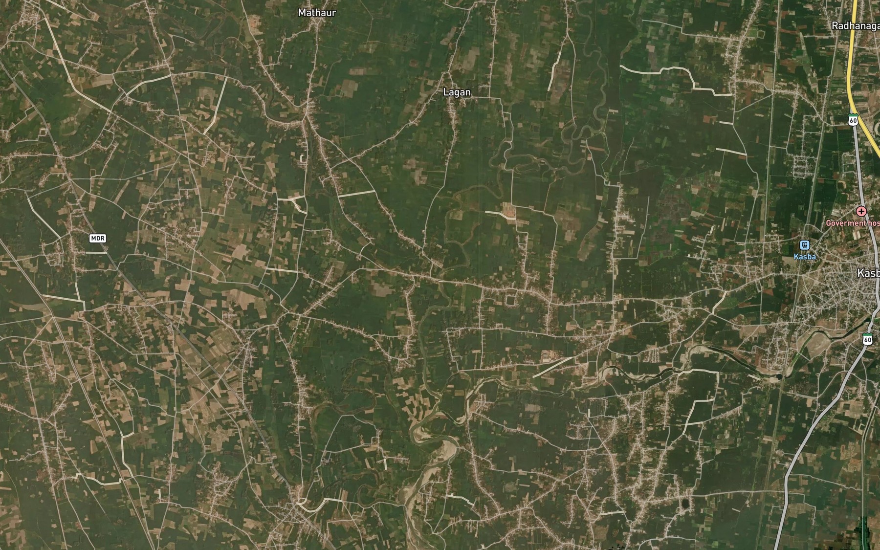 Satellite map of the Kajri Nadi