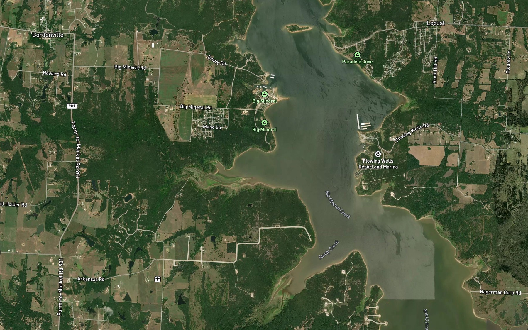 Satellite map of the North Branch Brushy Creek