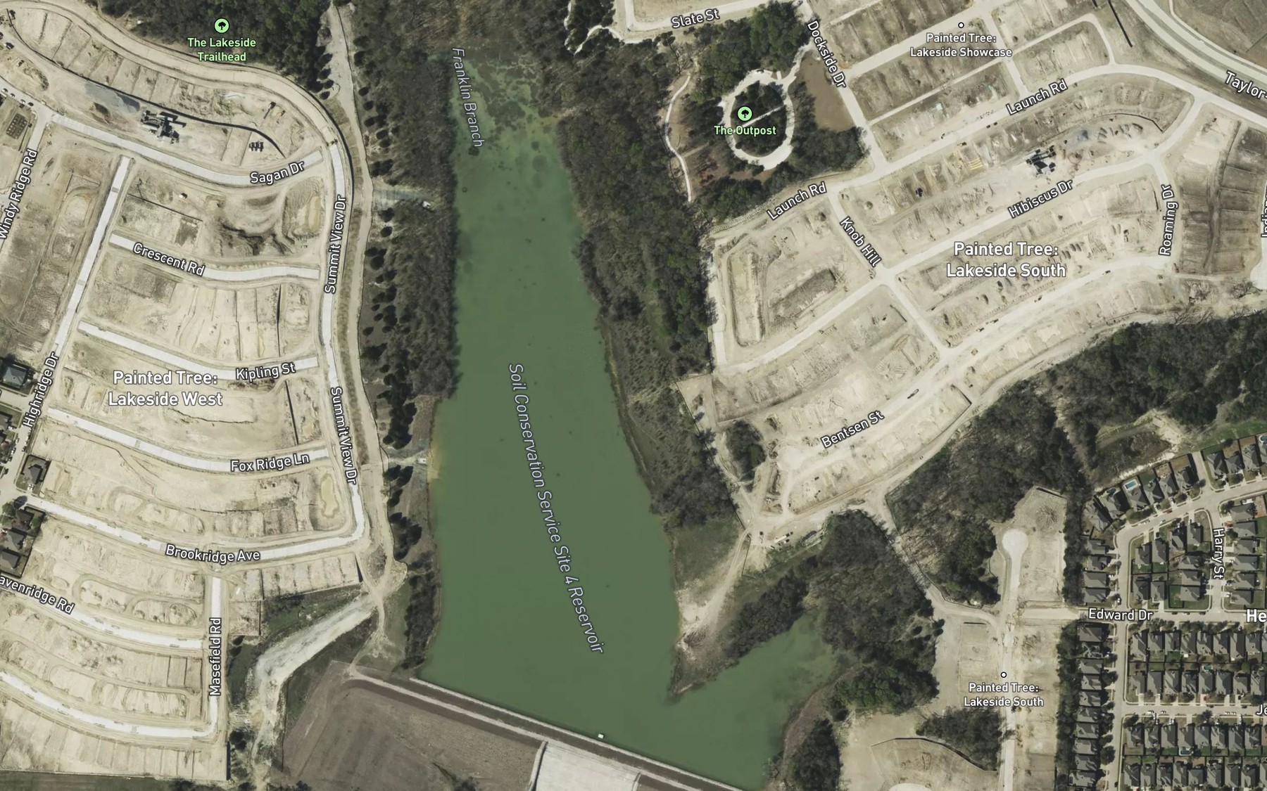 Satellite map of the Soil Conservation Service Site 4 Reservoir