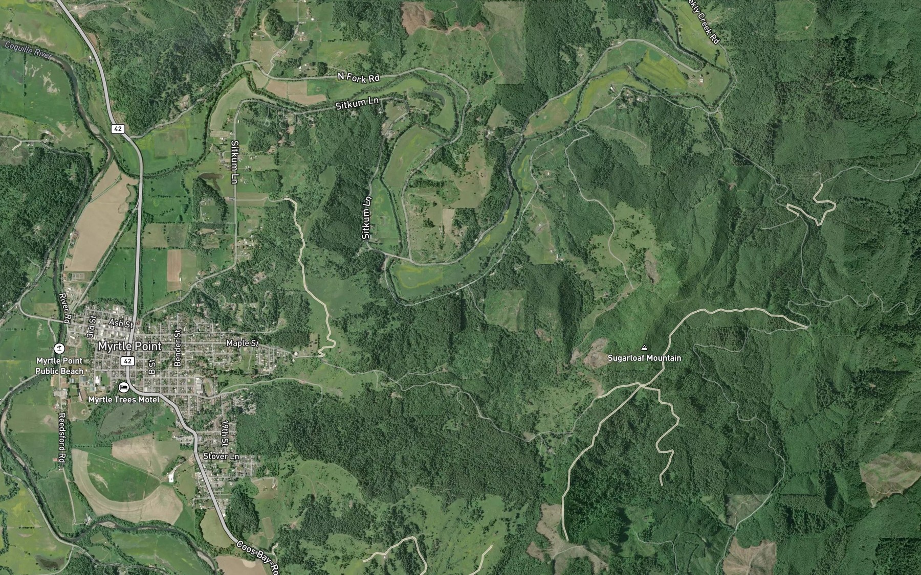 Satellite map of the Carey Creek