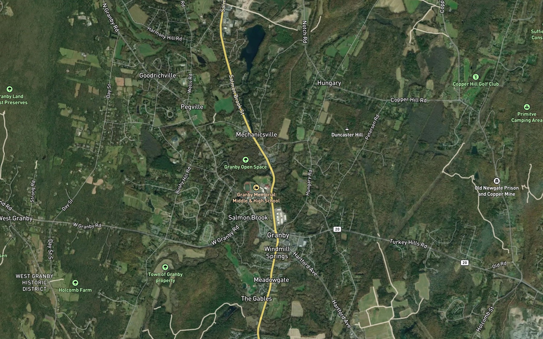 Satellite map of the Kendell Brook