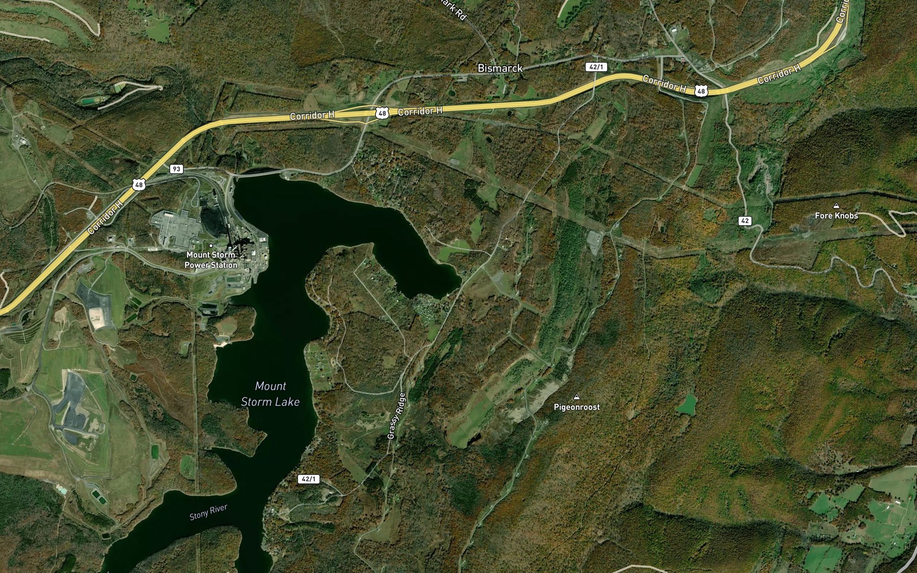 Satellite map of the Laurel Run