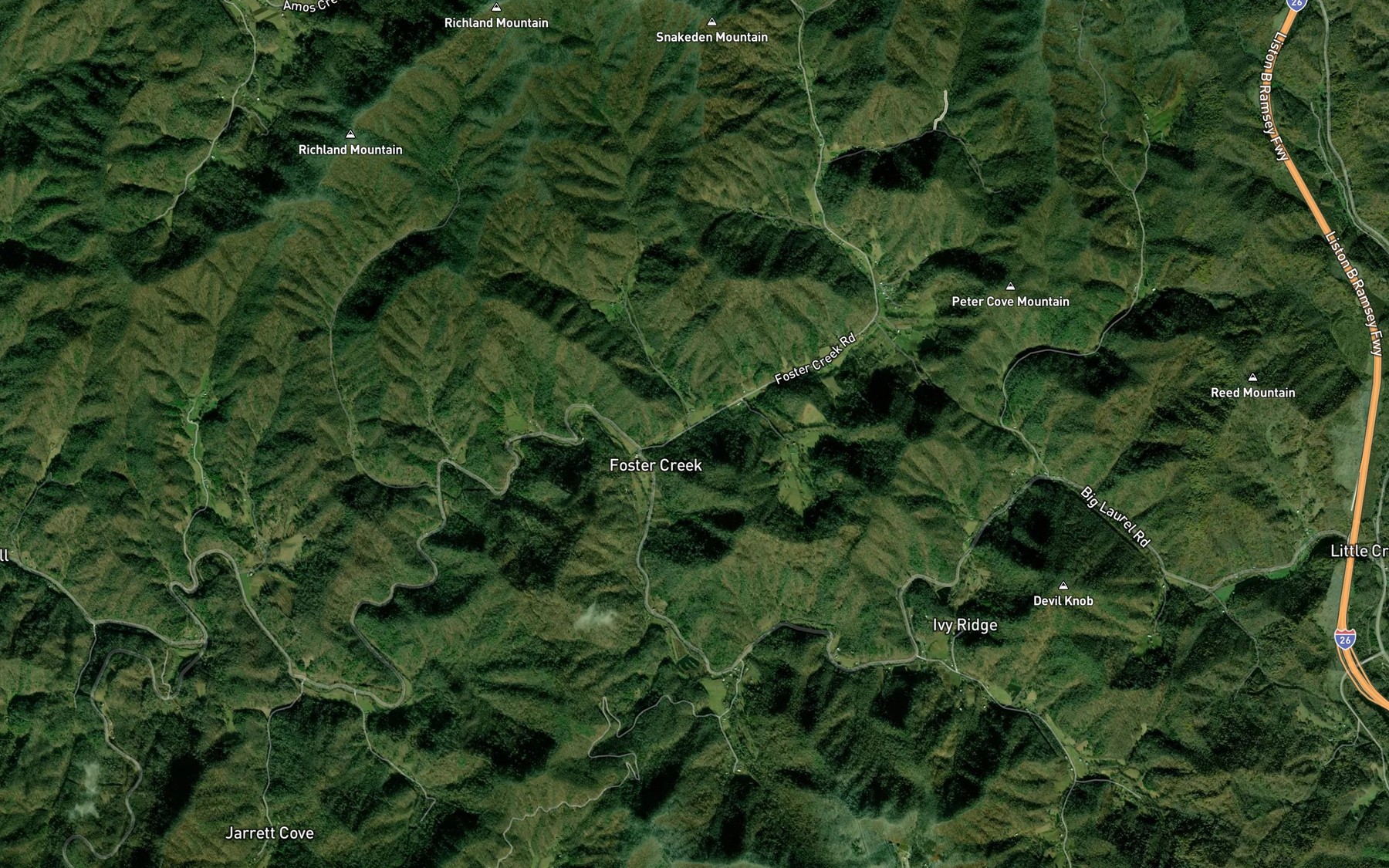 Satellite map of the Little Foster Creek