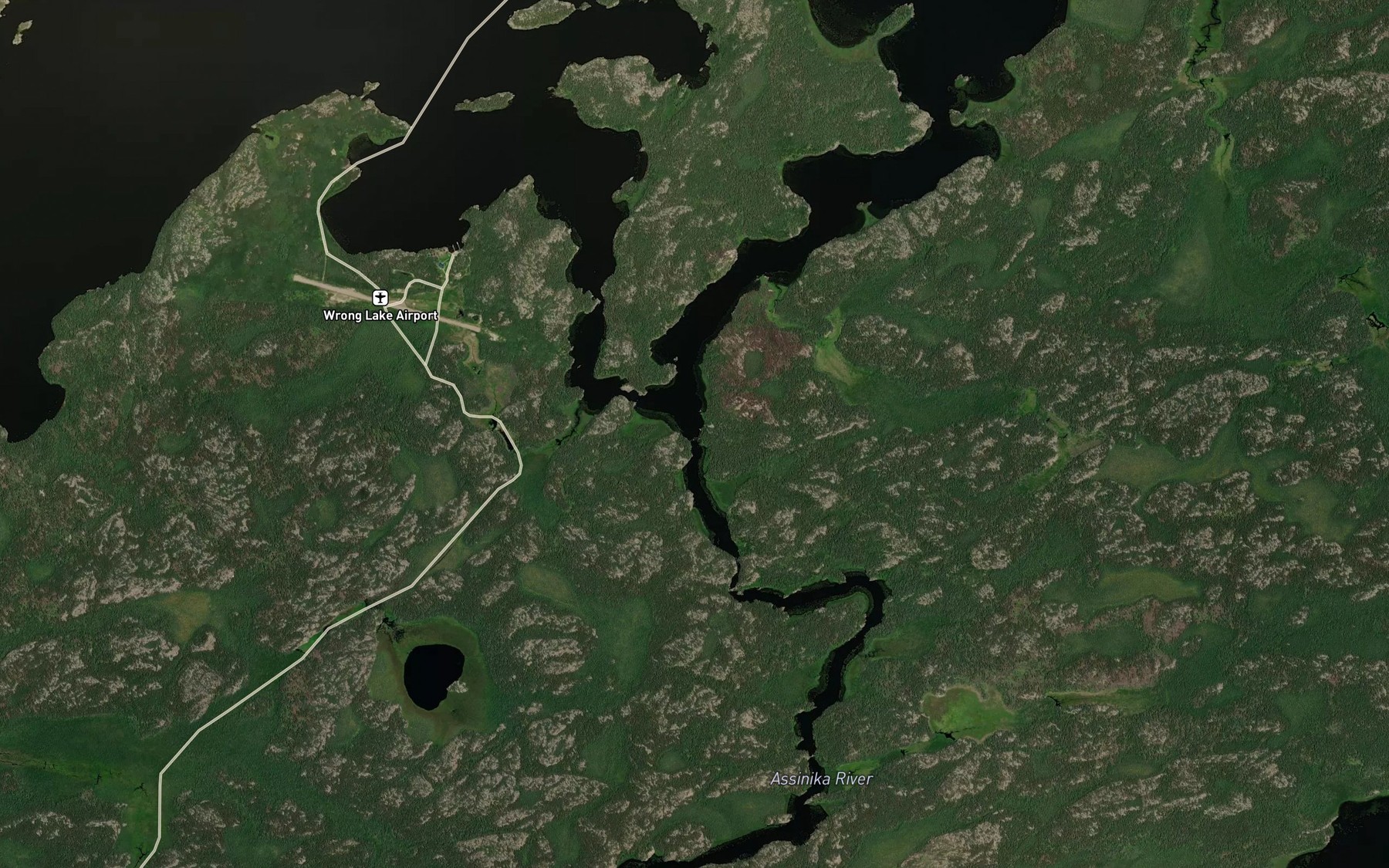Satellite map of the Assinika River