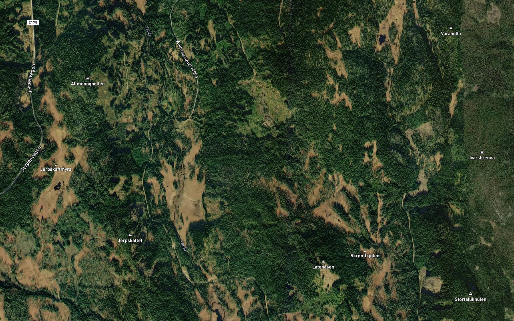Satellite map of the Skromtdalsbekken