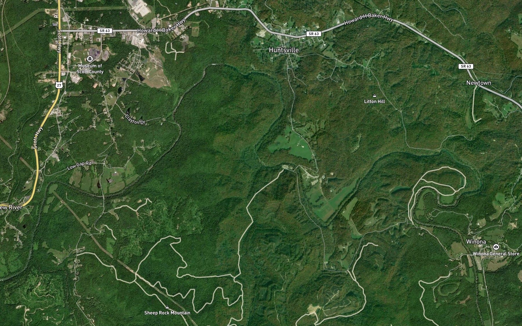 Satellite map of the Phillips Branch