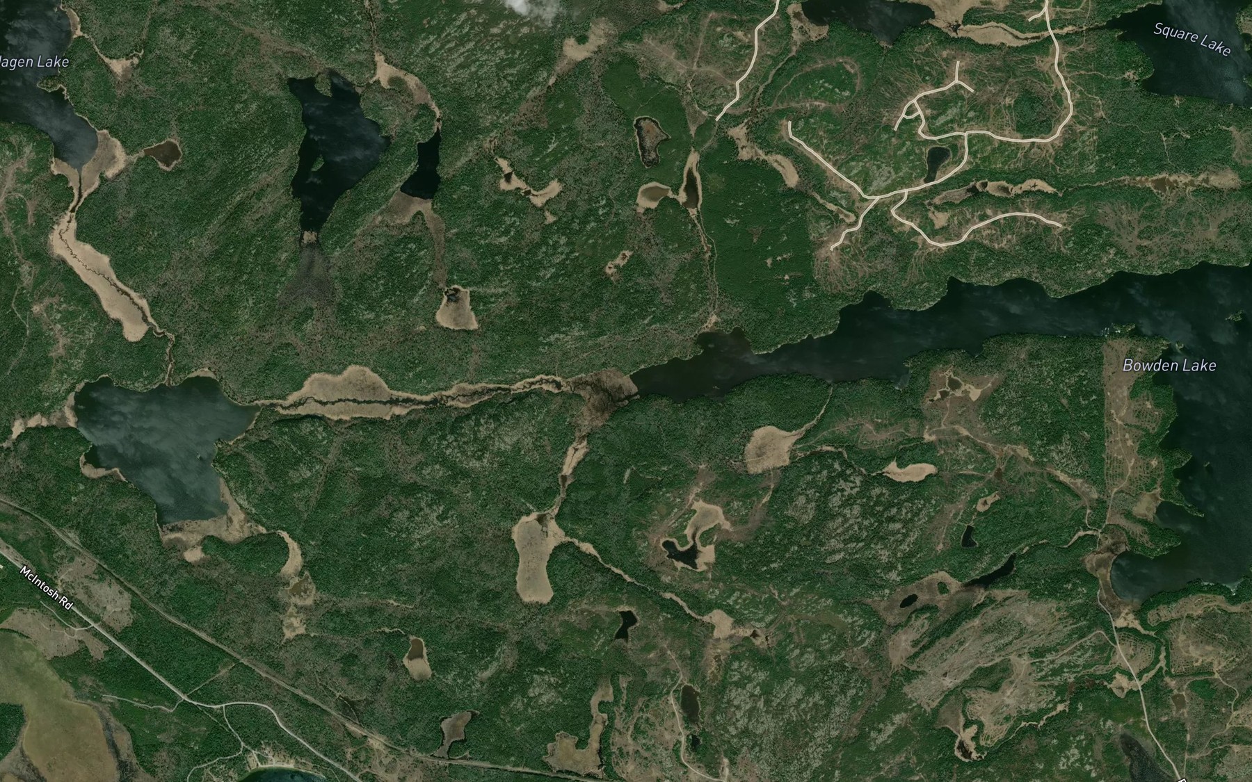 Satellite map of the Hagen Creek