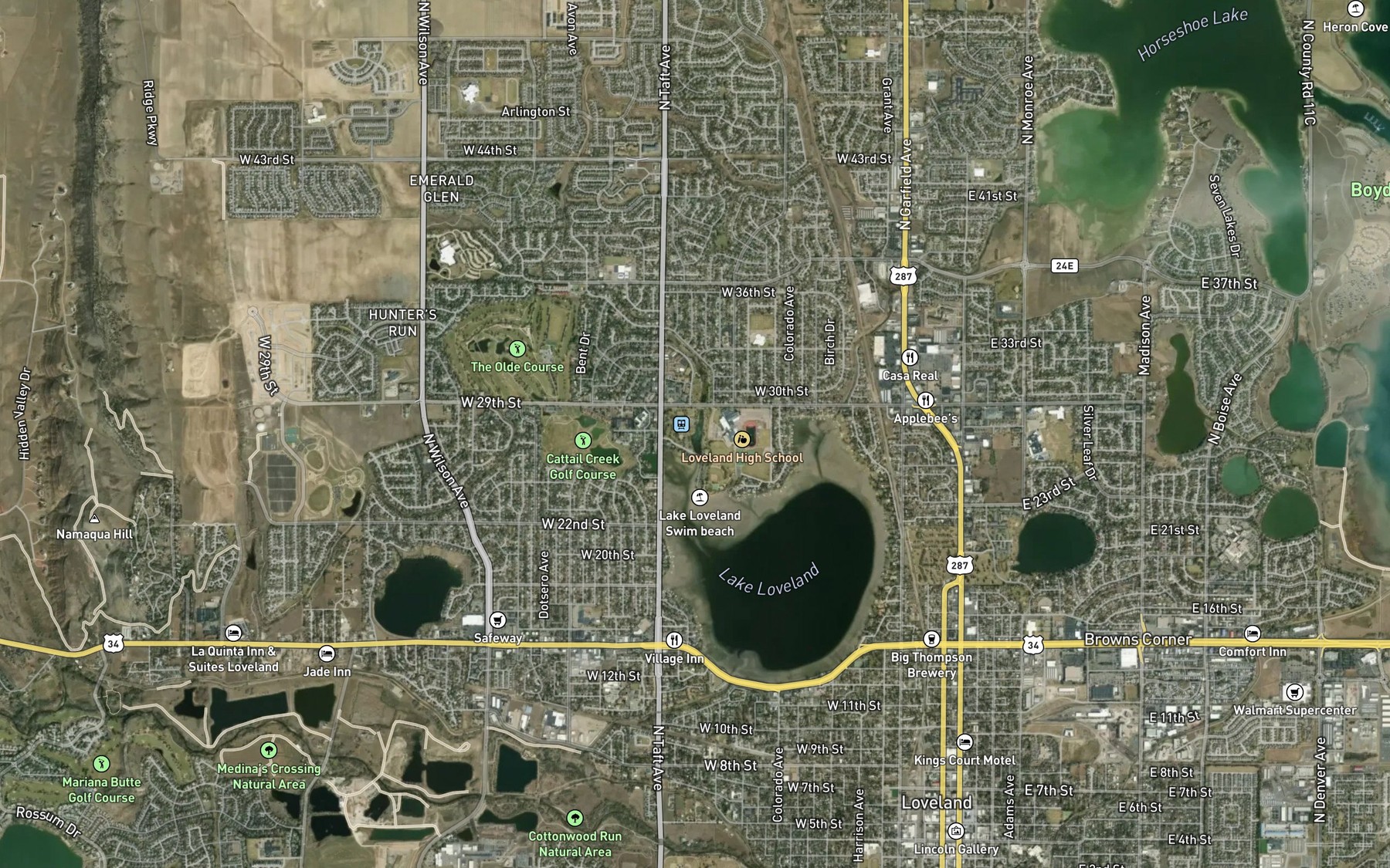 Satellite map of the North Lake Park