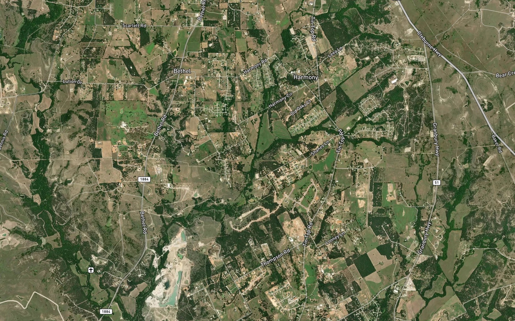 Satellite map of the Folley Branch