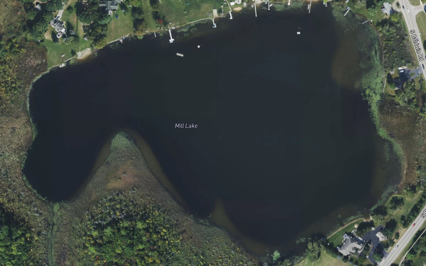 Satellite map of the Mill Lake