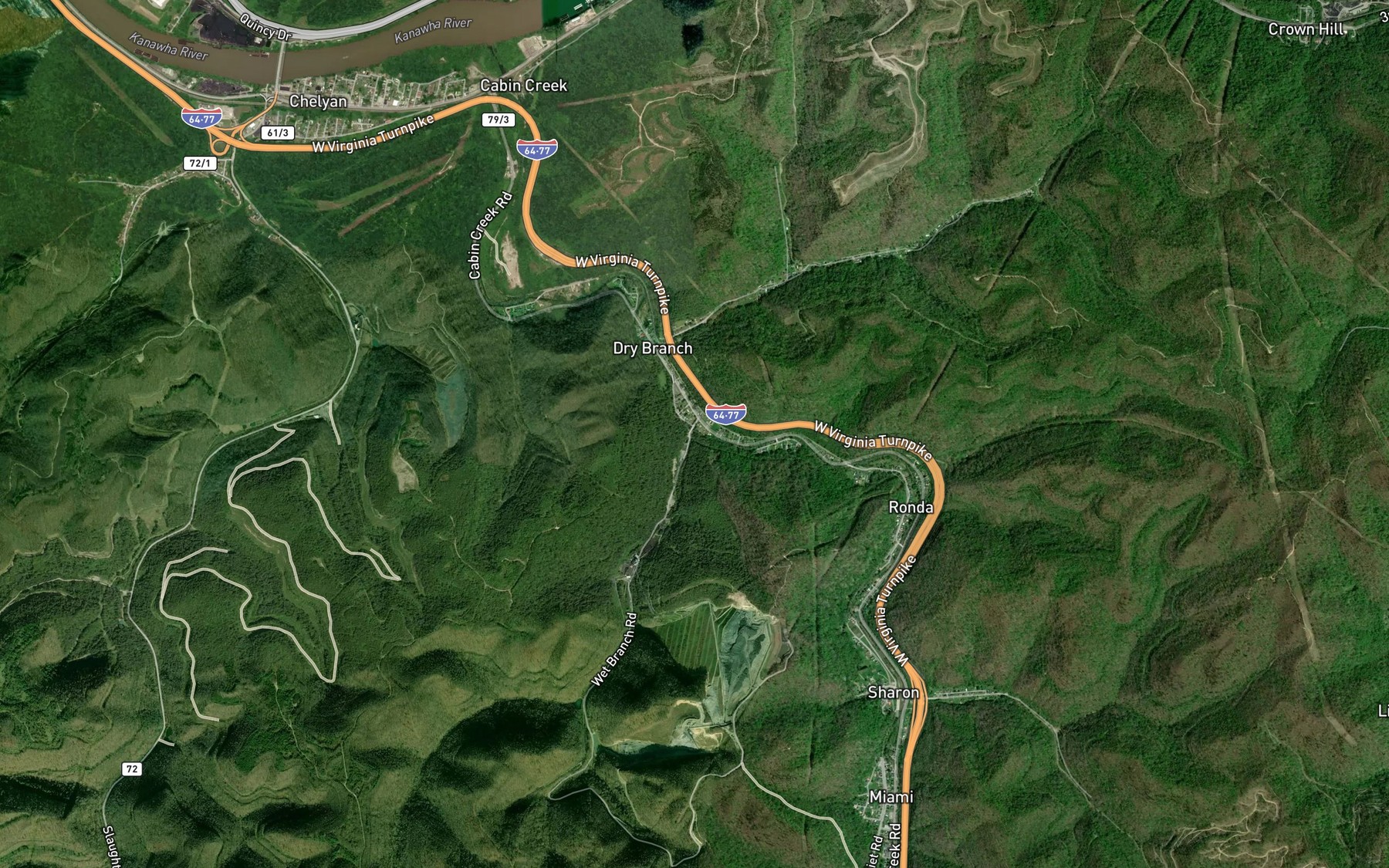 Satellite map of the Wet Branch