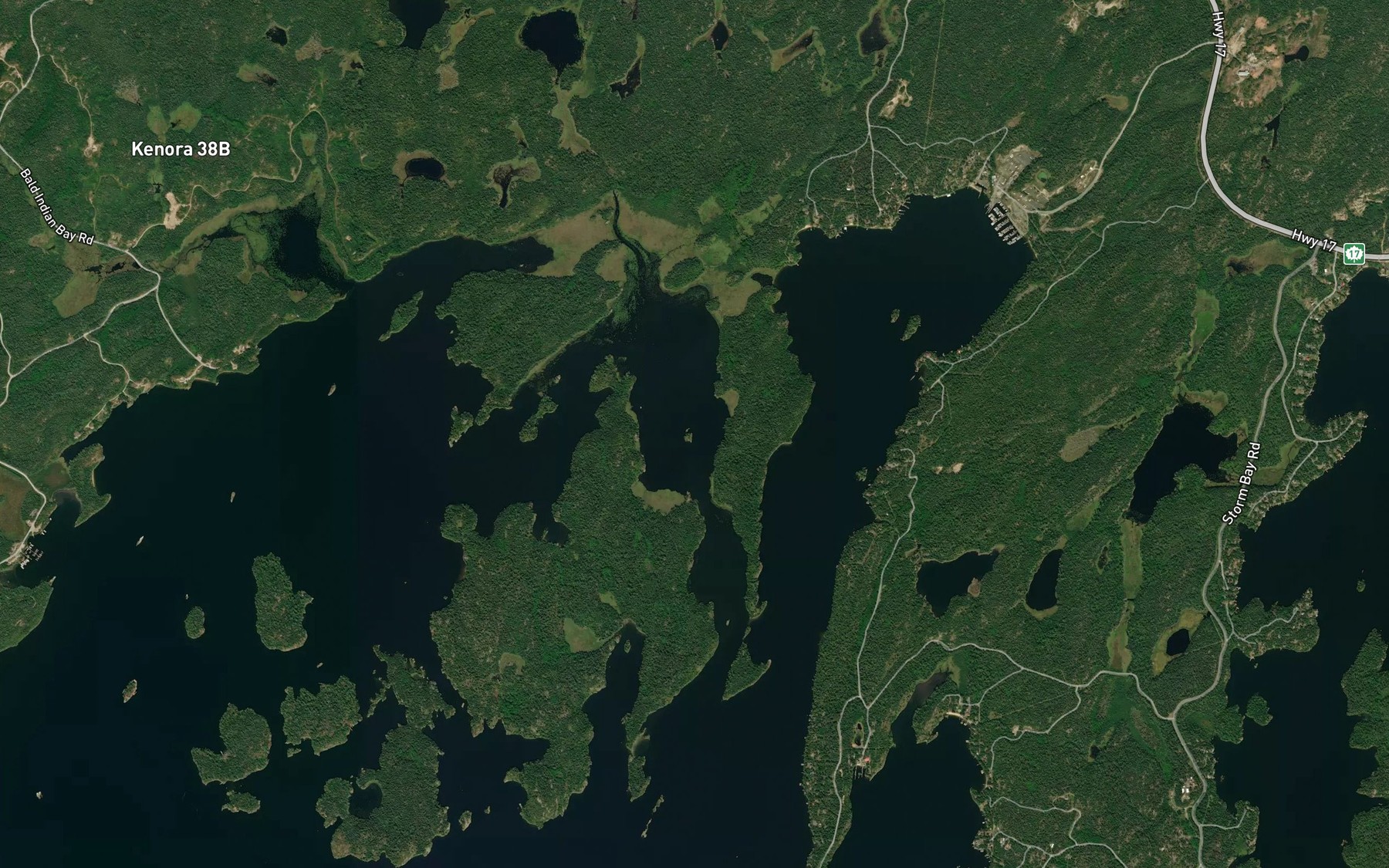 Satellite map of the Pine Portage Bay