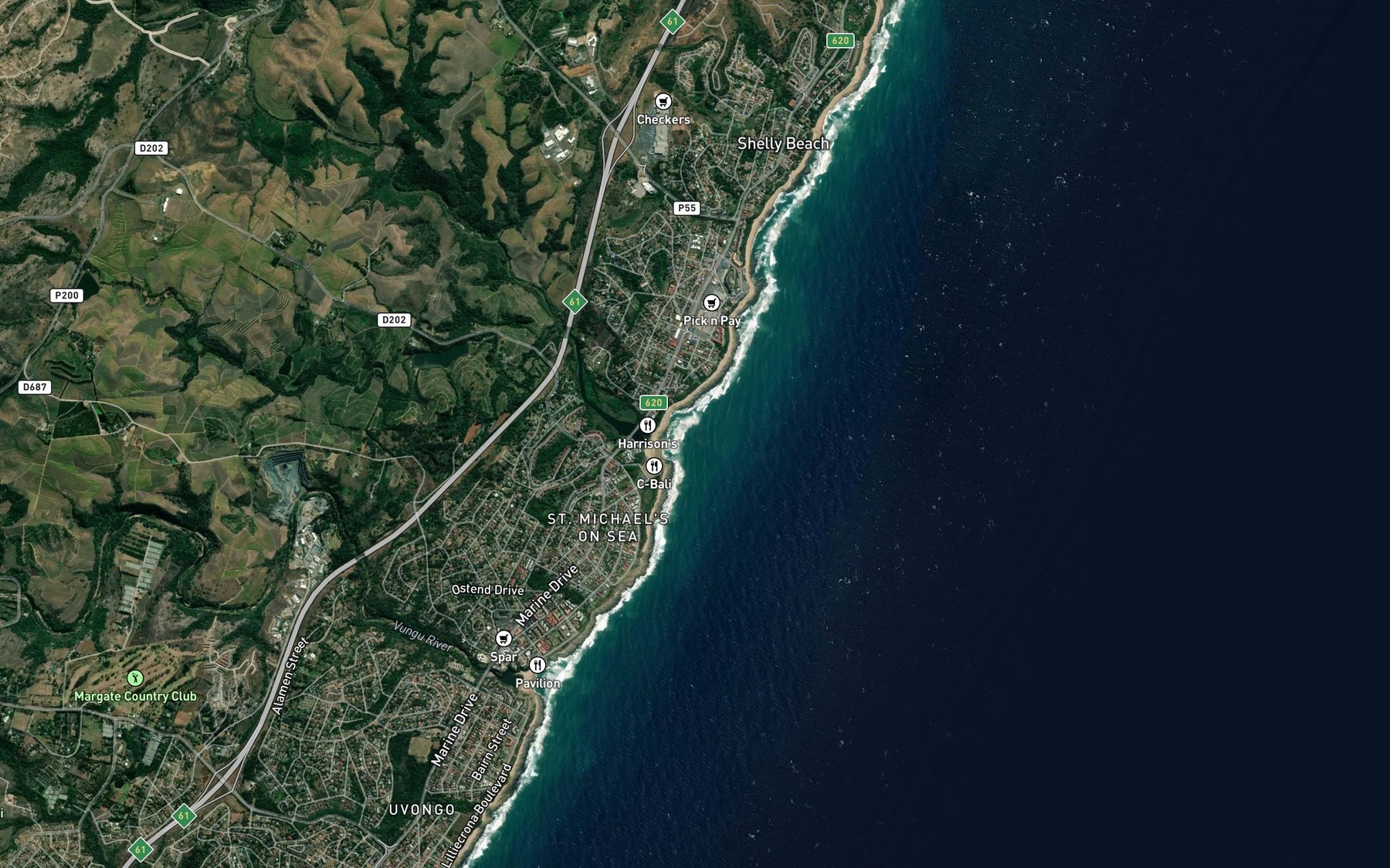 Satellite map of the Surf Bay