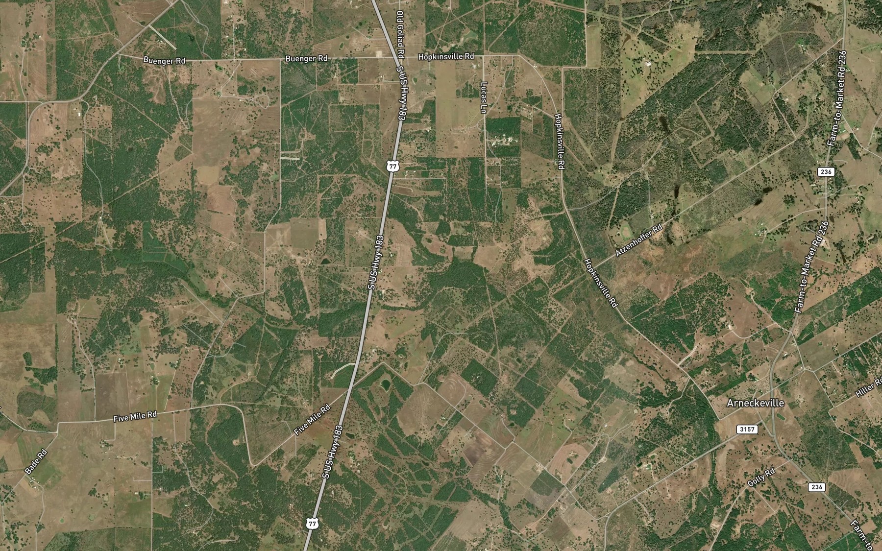 Satellite map of the Threemile Creek
