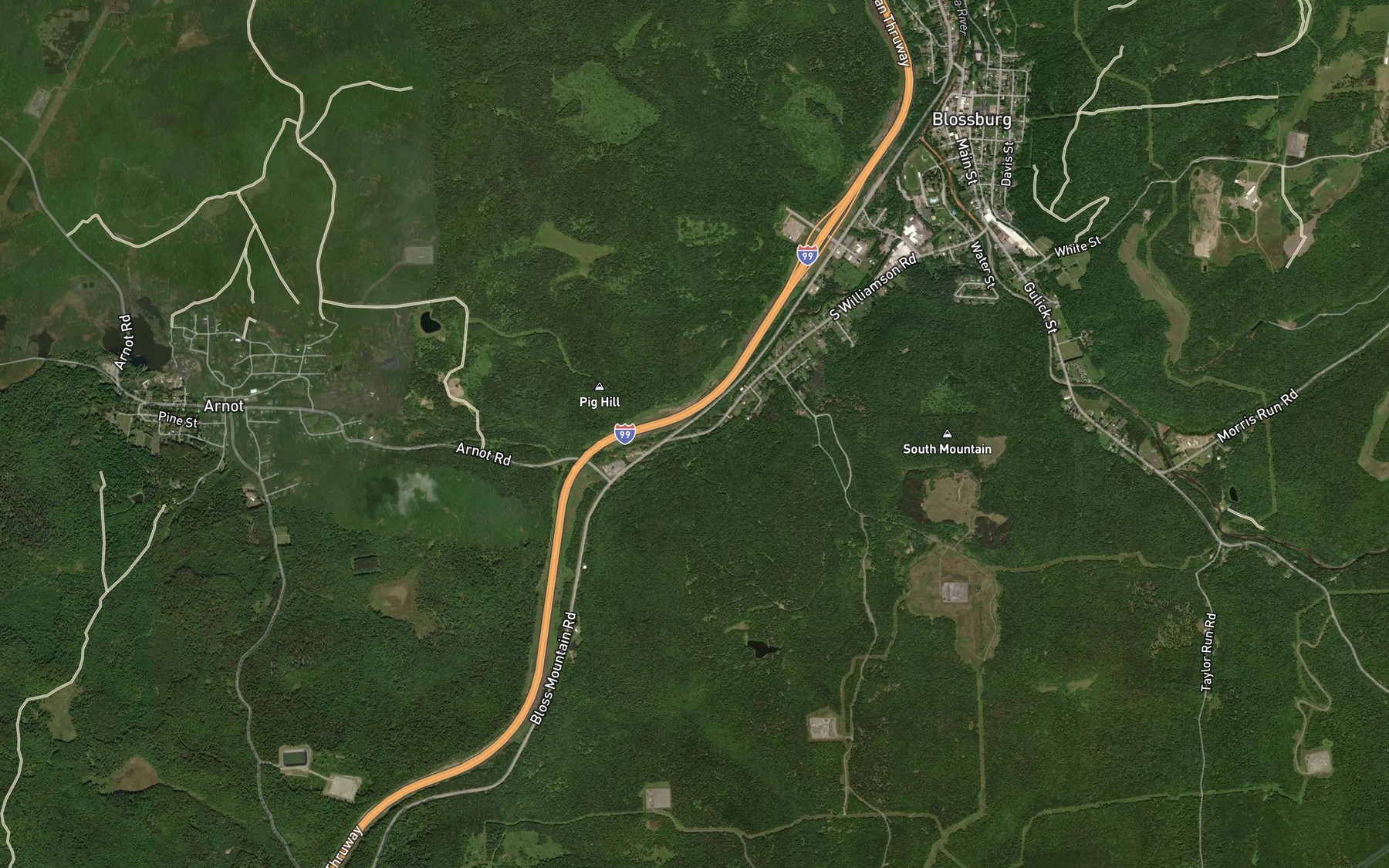 Satellite map of the Bellman Run