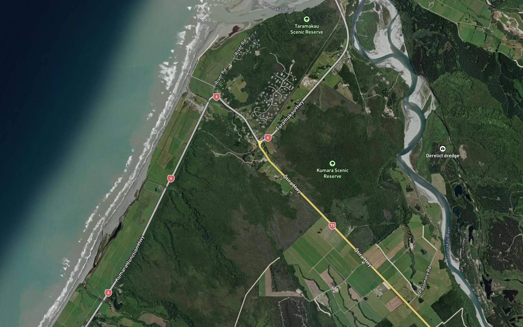 Satellite map of the Serpentine Creek