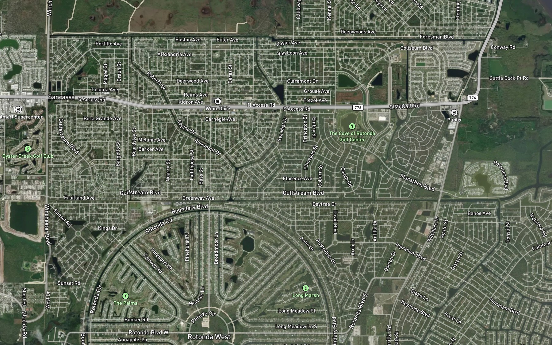 Satellite map of the Memorial Waterway