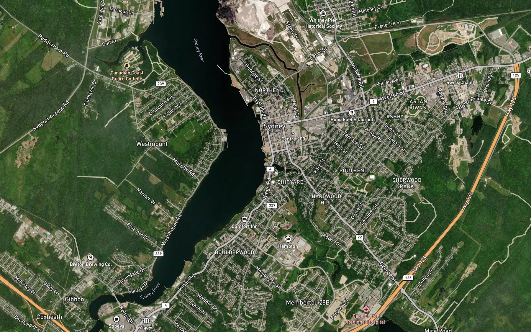 Satellite map of the Wentworth Creek