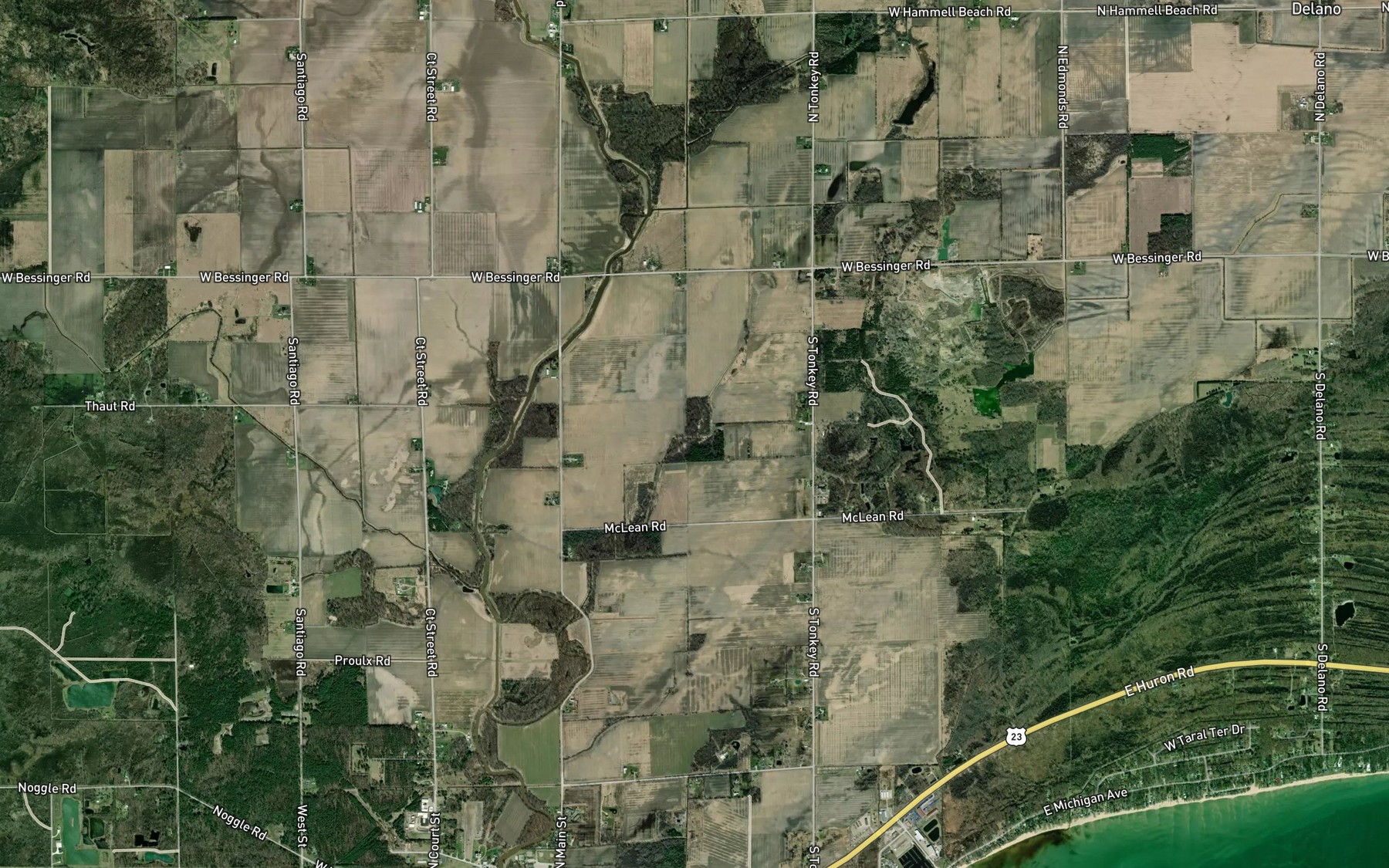 Satellite map of the Perrin Drain