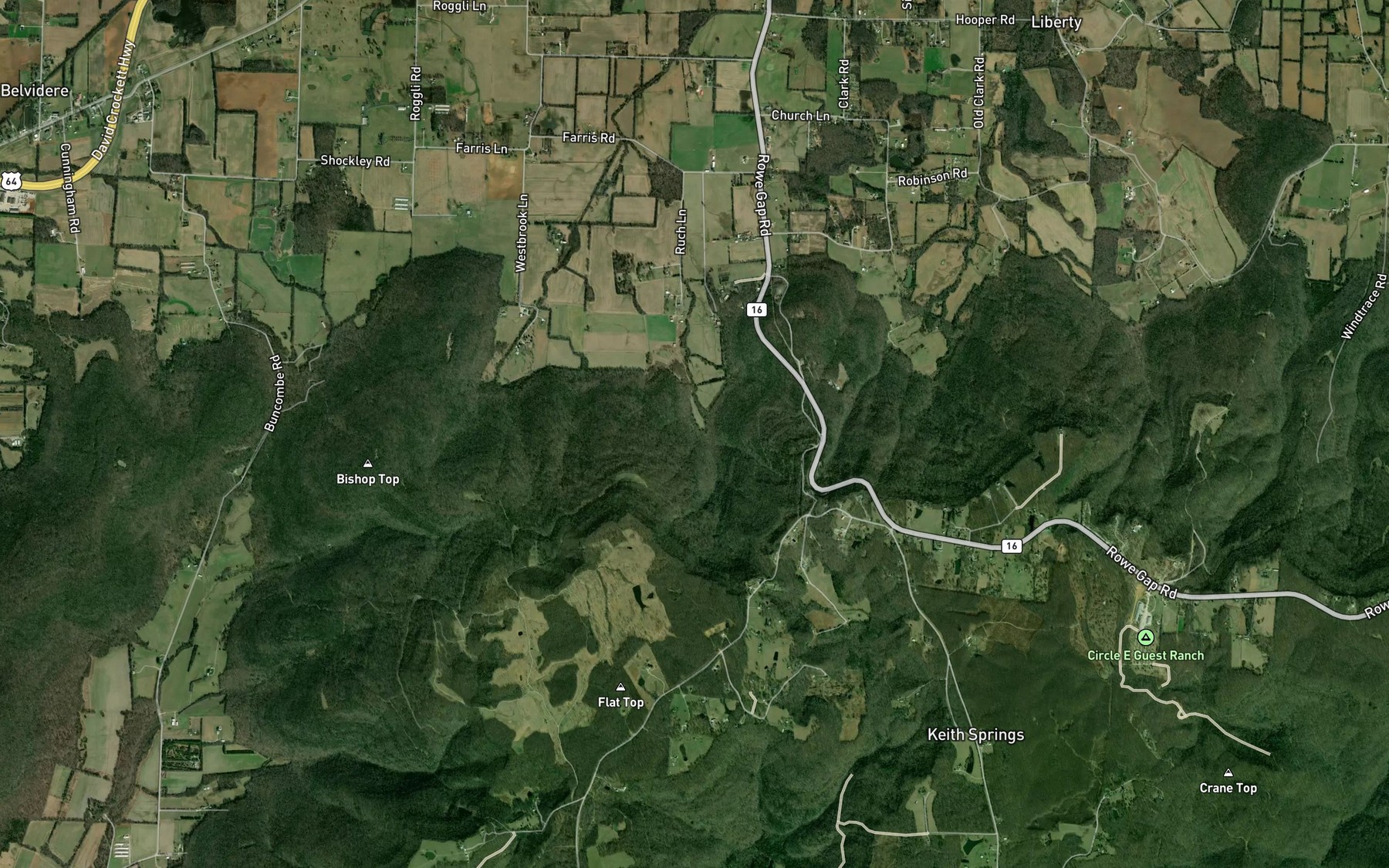 Satellite map of the Spout Spring