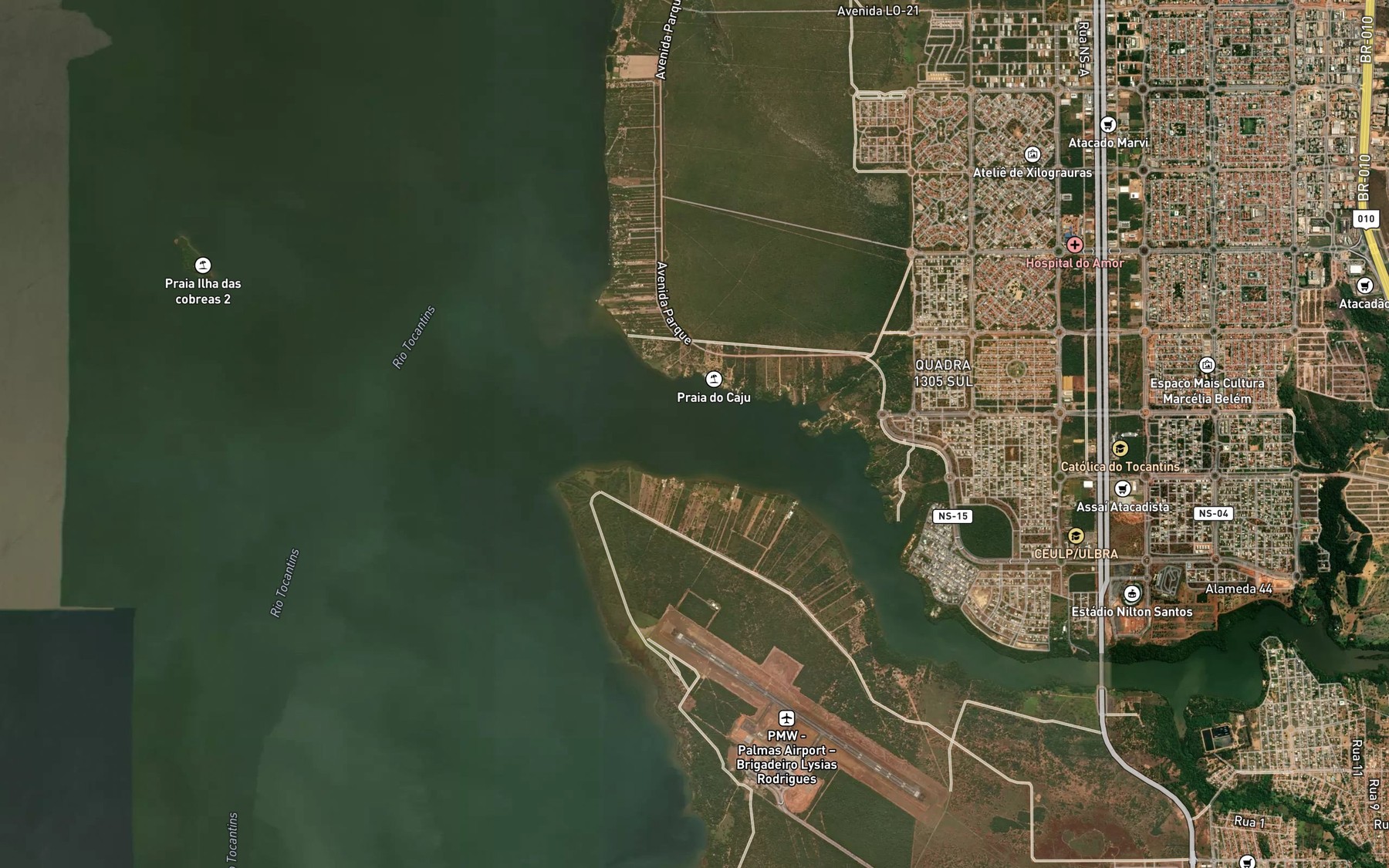 Satellite map of the Rio Taquaracu